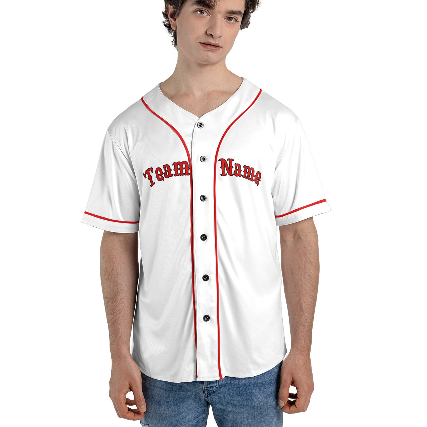 Classic Red Custom Jersey – Your Name & Team Logo on Vintage White