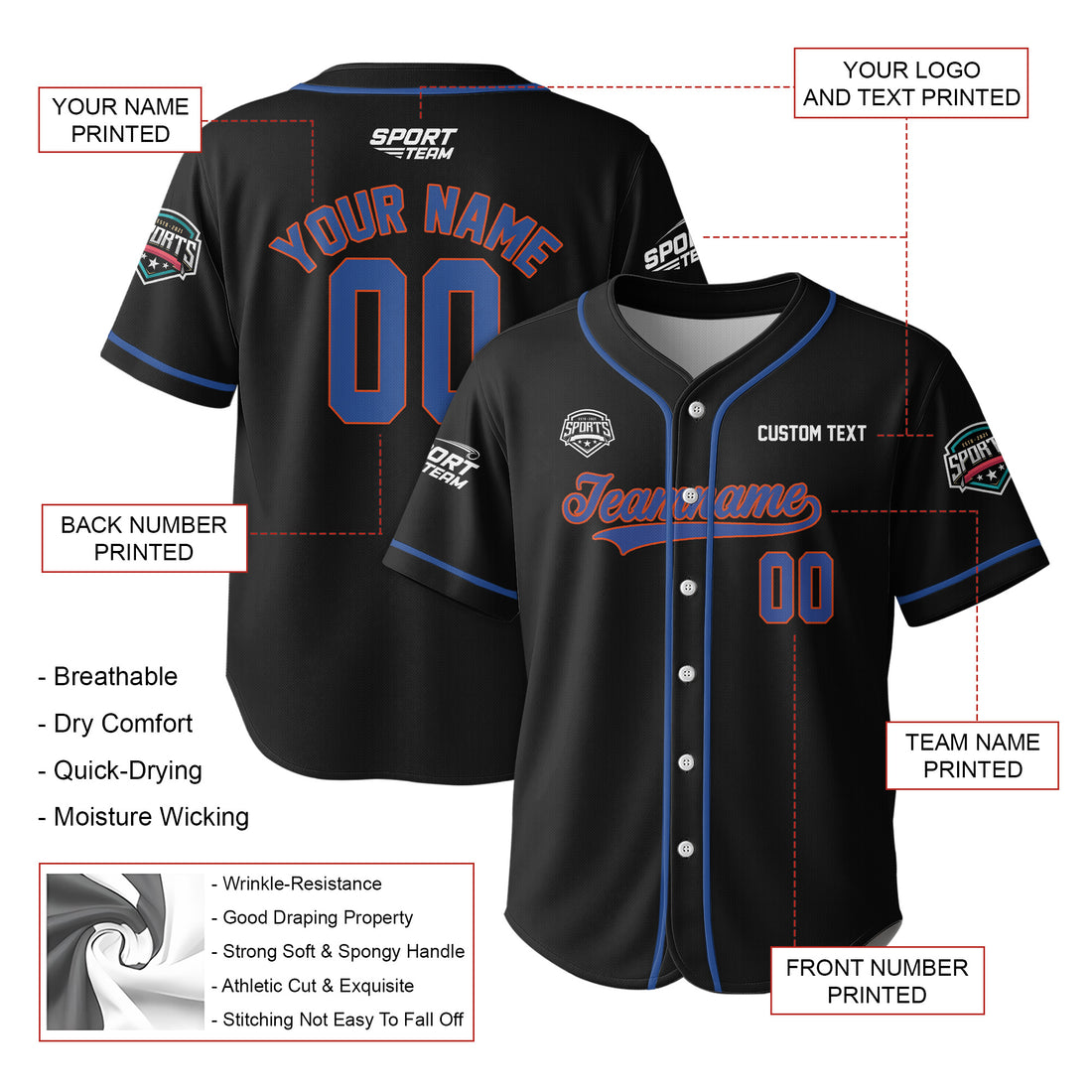 Midnight Power Custom Baseball Jersey
