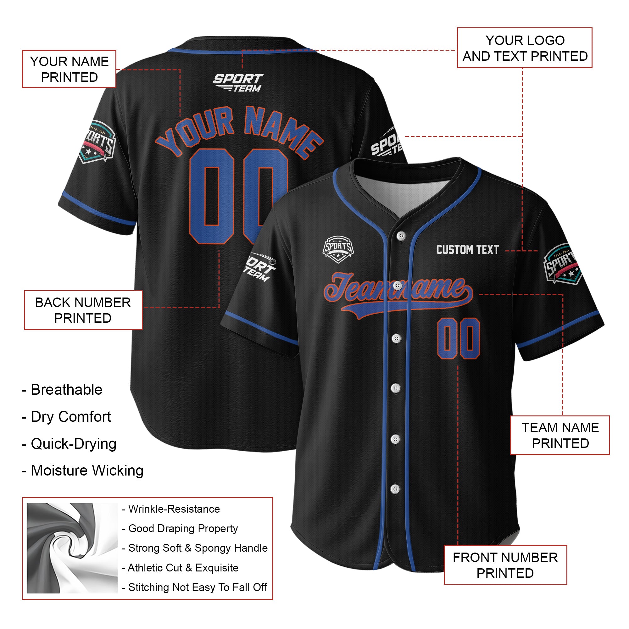 Midnight Power Custom Baseball Jersey