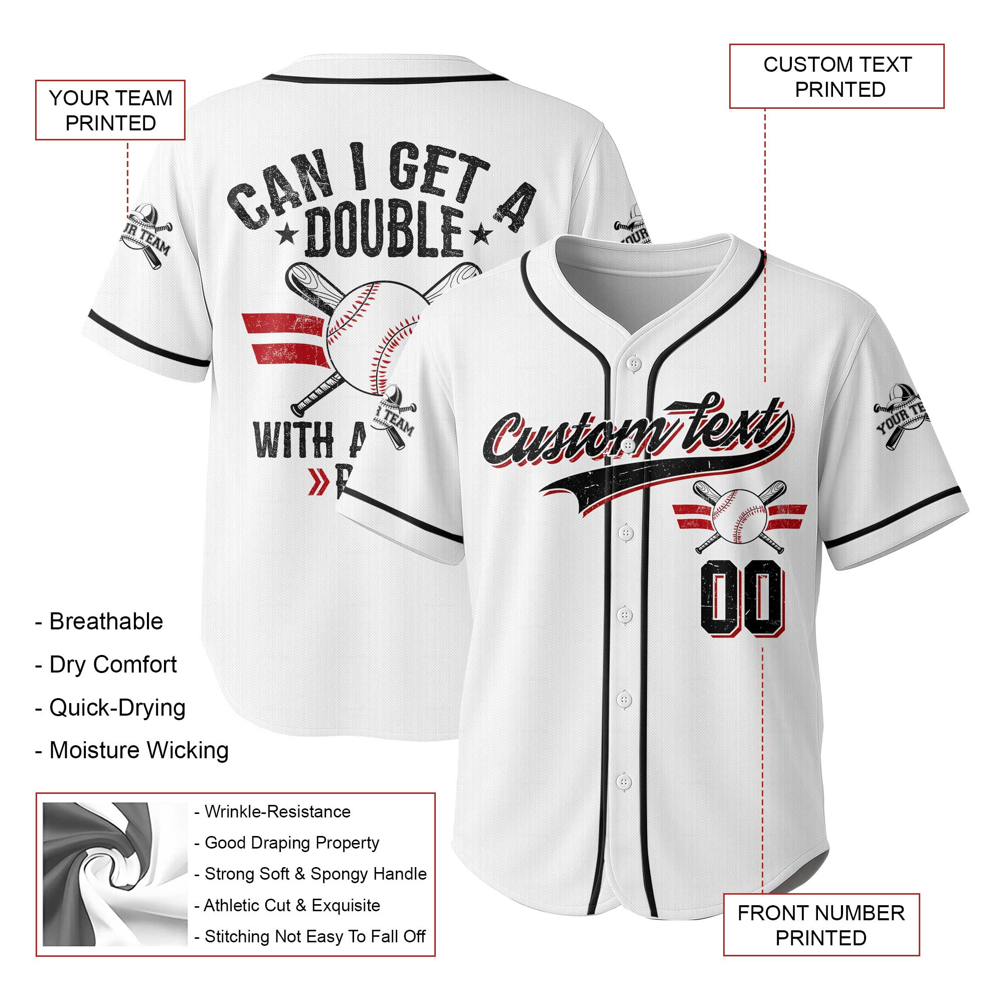 Can I Get A Double With A Side Of RBIs - Custom Cream White Baseball Jersey