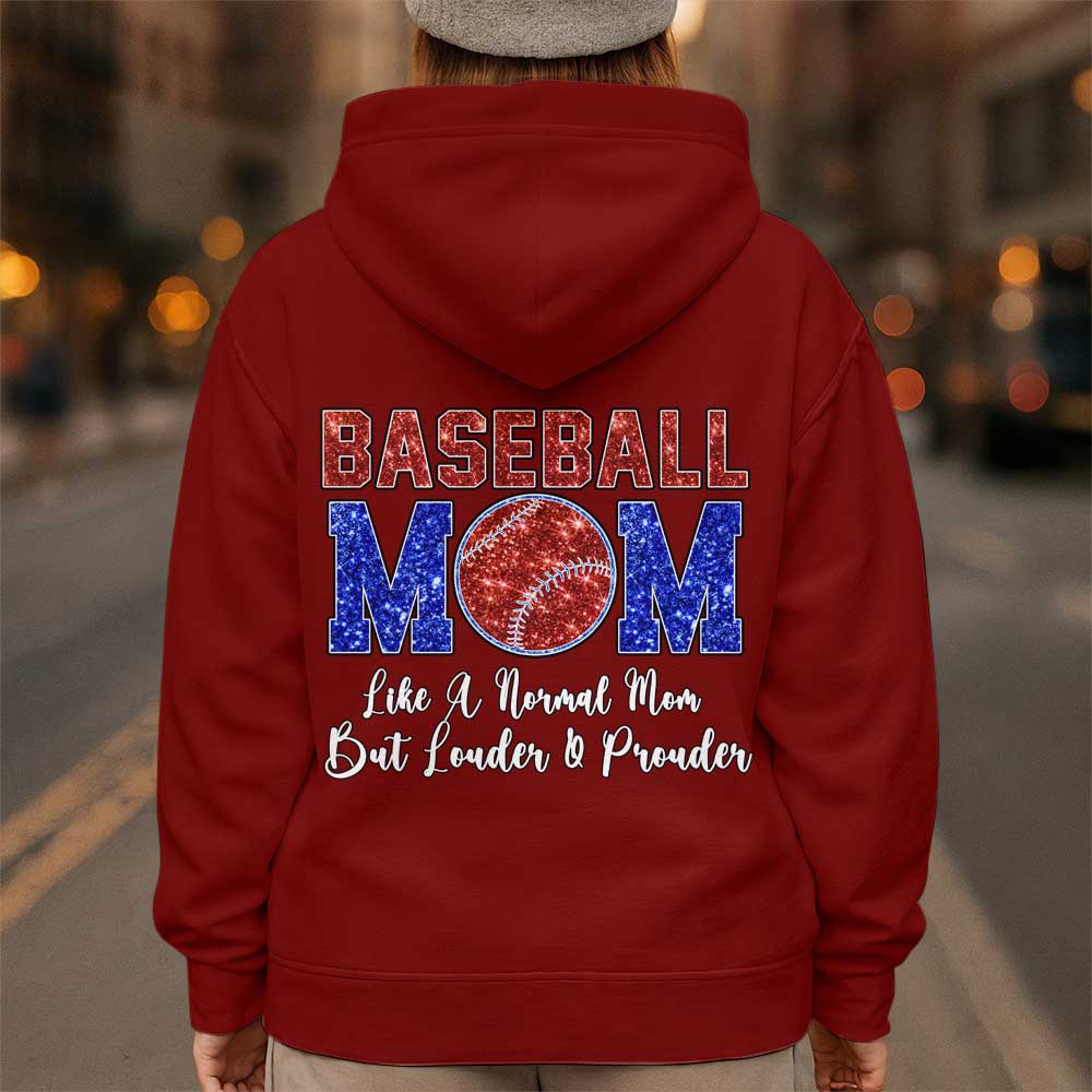 Baseball Mom Louder and Prouder - All Over Print Baseball Hoodie