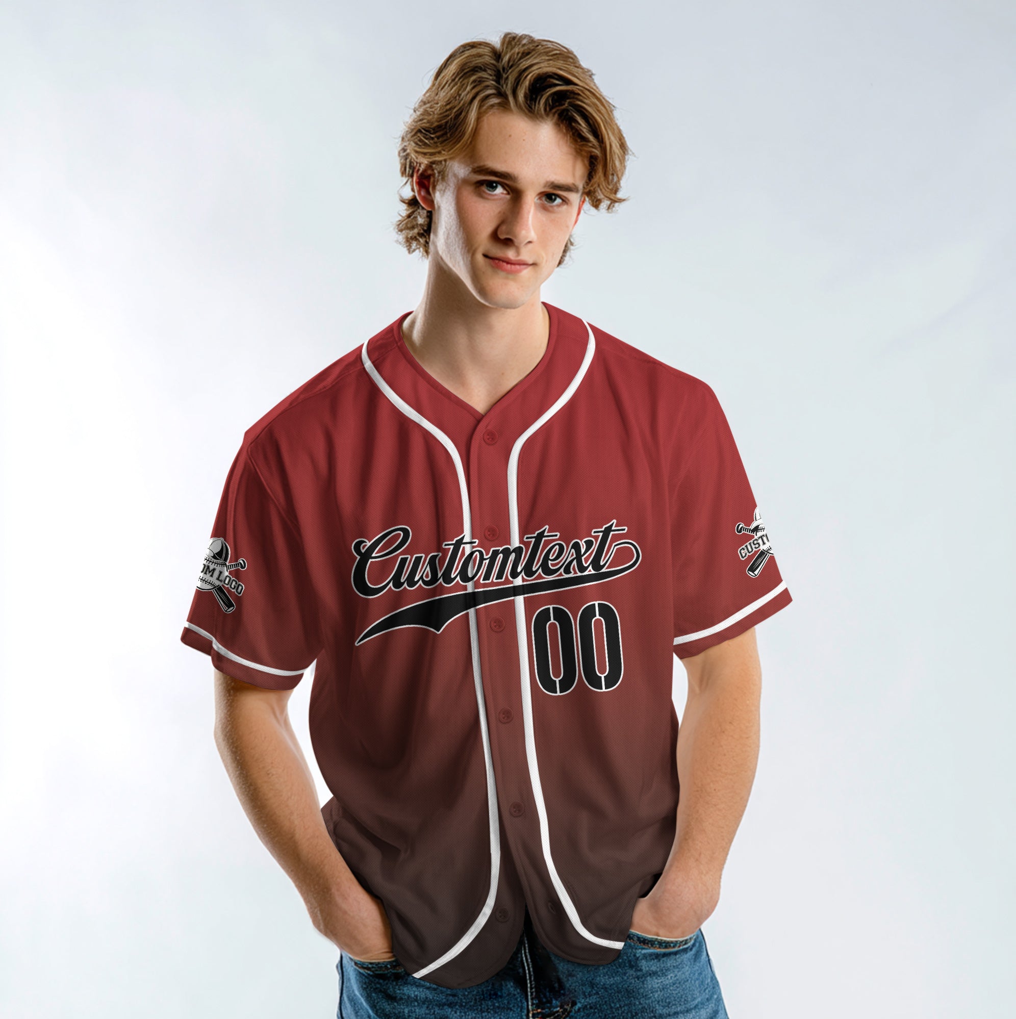 Doing Baseball Dad Shit - Custom Black and Red Gradient Baseball Jersey