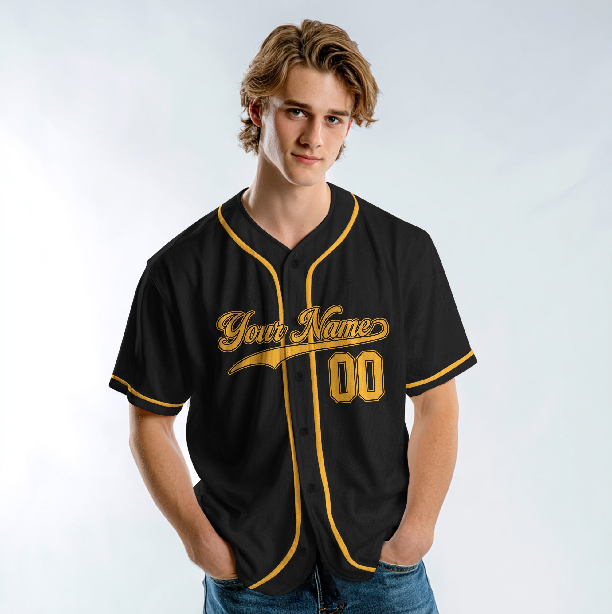 Never Let The Fear Of Striking Out Get In Your Way - Custom Black Gold Baseball Jersey