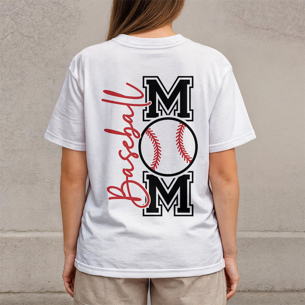 Baseball Mom - White and Black Baseball T-Shirt