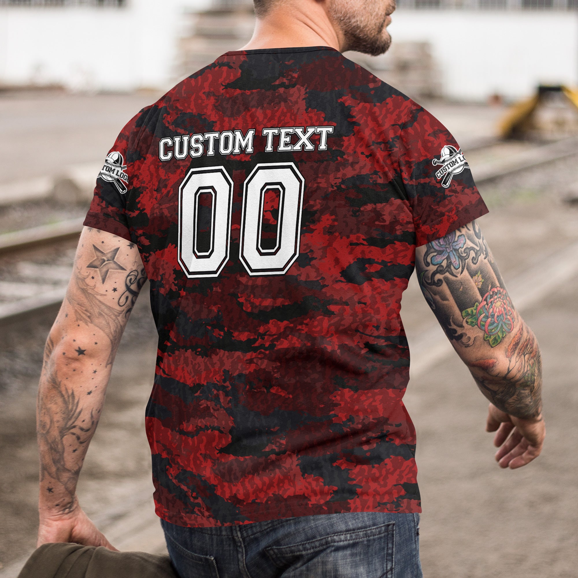 Custom All Over Print Red Camouflage Baseball T-Shirt - Baseball All-Star Game 2025