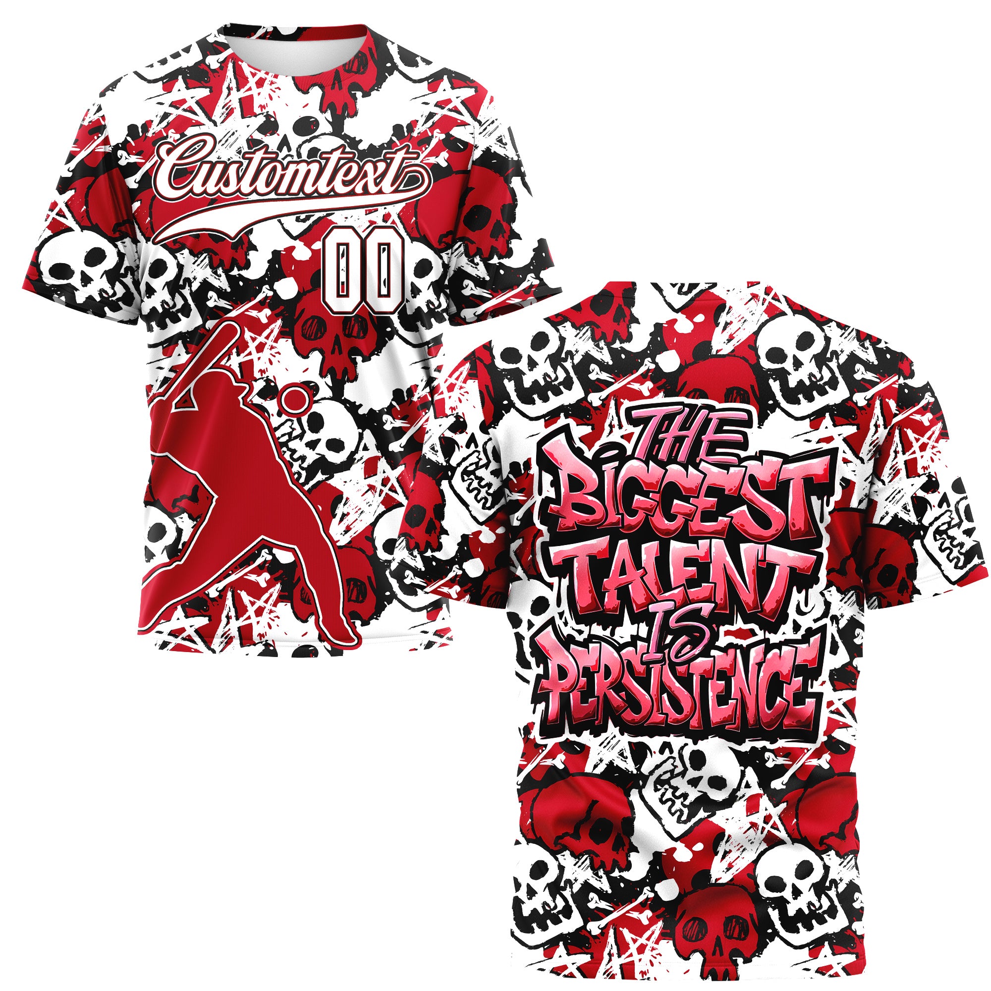 Talent Is Persistence Custom All Over Print Baseball T-Shirt