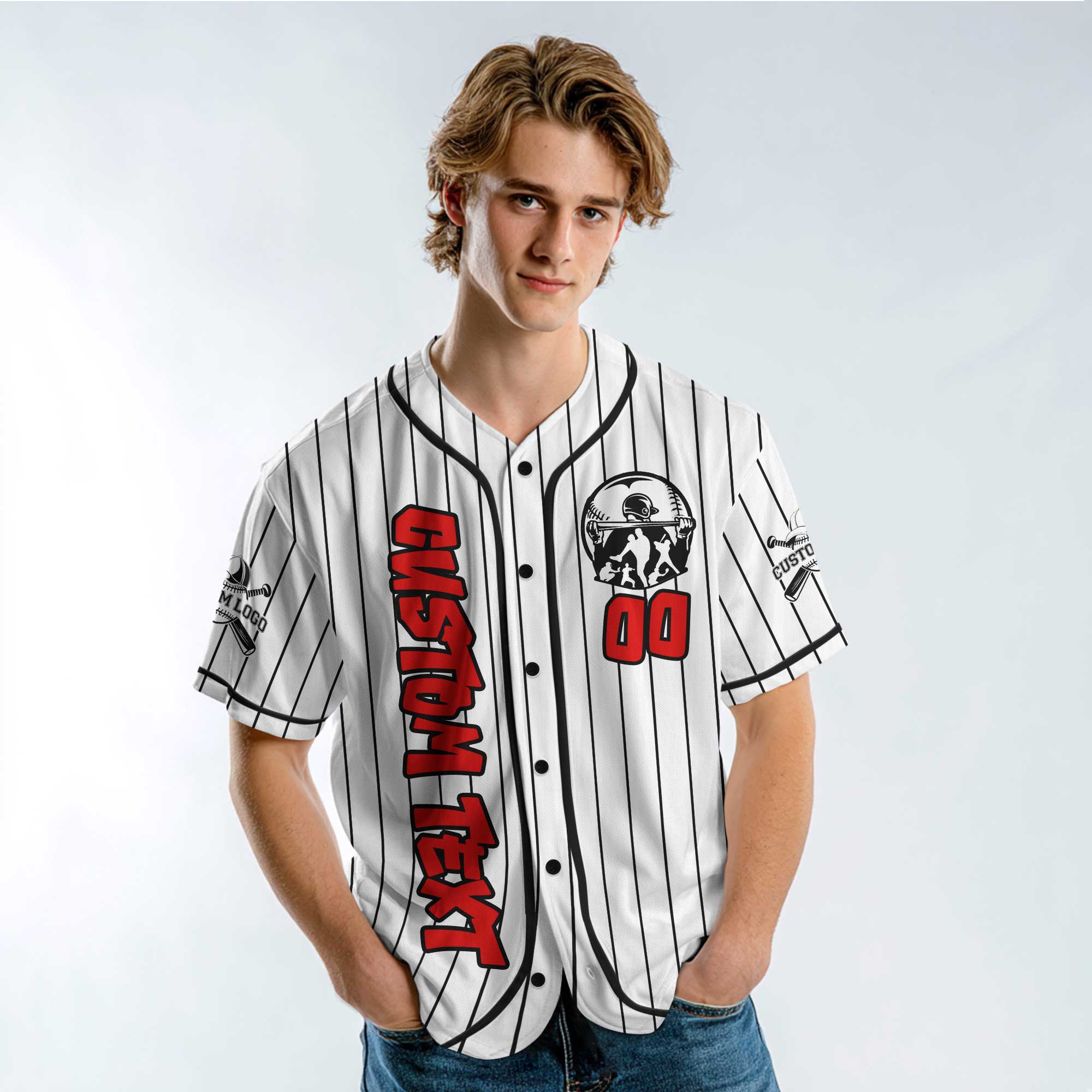 Custom White and Black Pinstripes Baseball Jersey - Talent Is Persistence