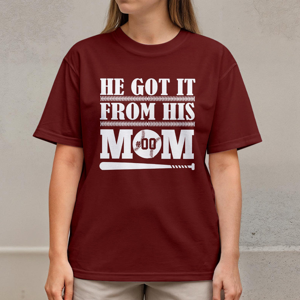 Got It From Mom - White and Black Baseball T-Shirt