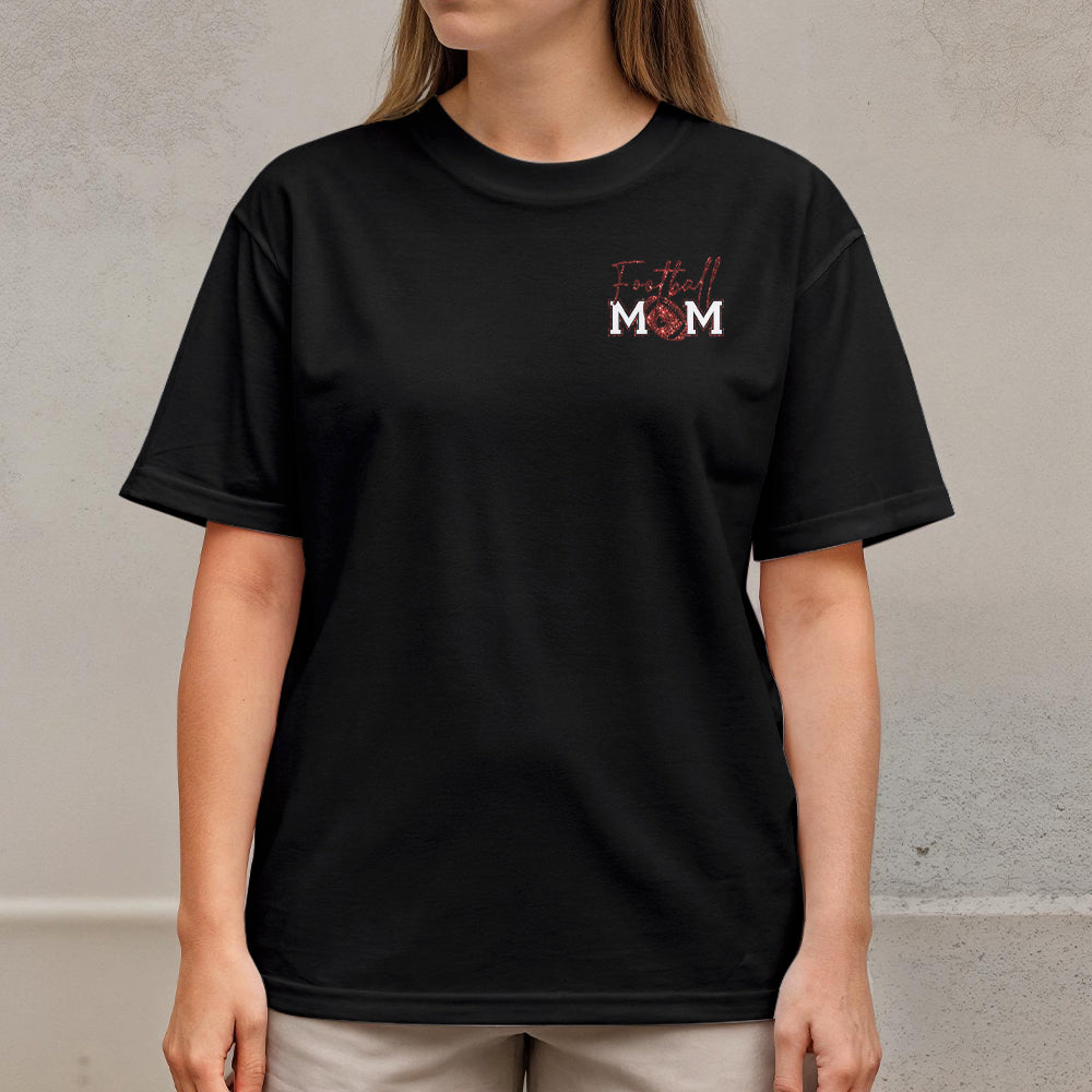 Glitter Football Mom - Black and White Tshirt for Football Season
