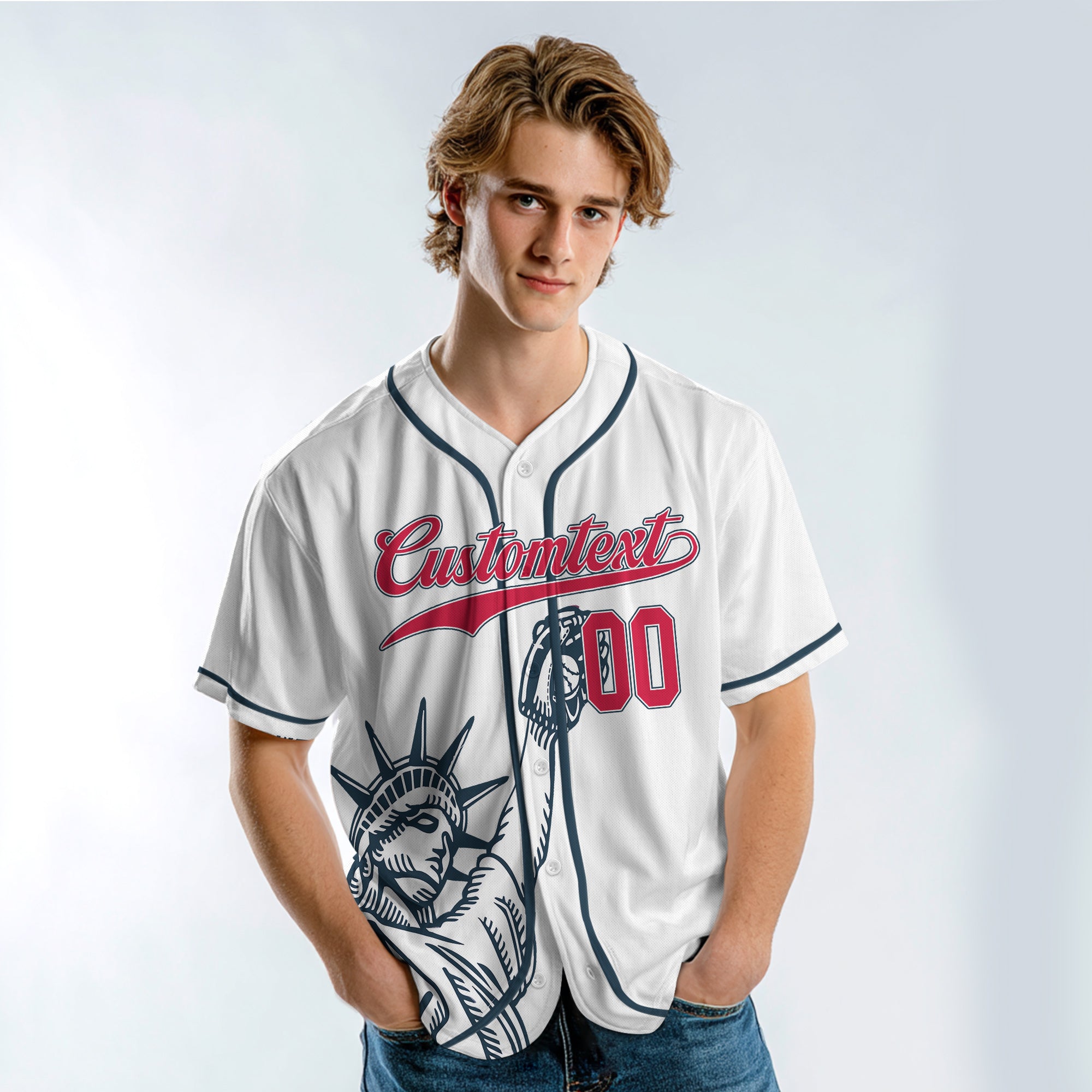 Straight Outta America - Custom Fourth Of July Baseball Jersey