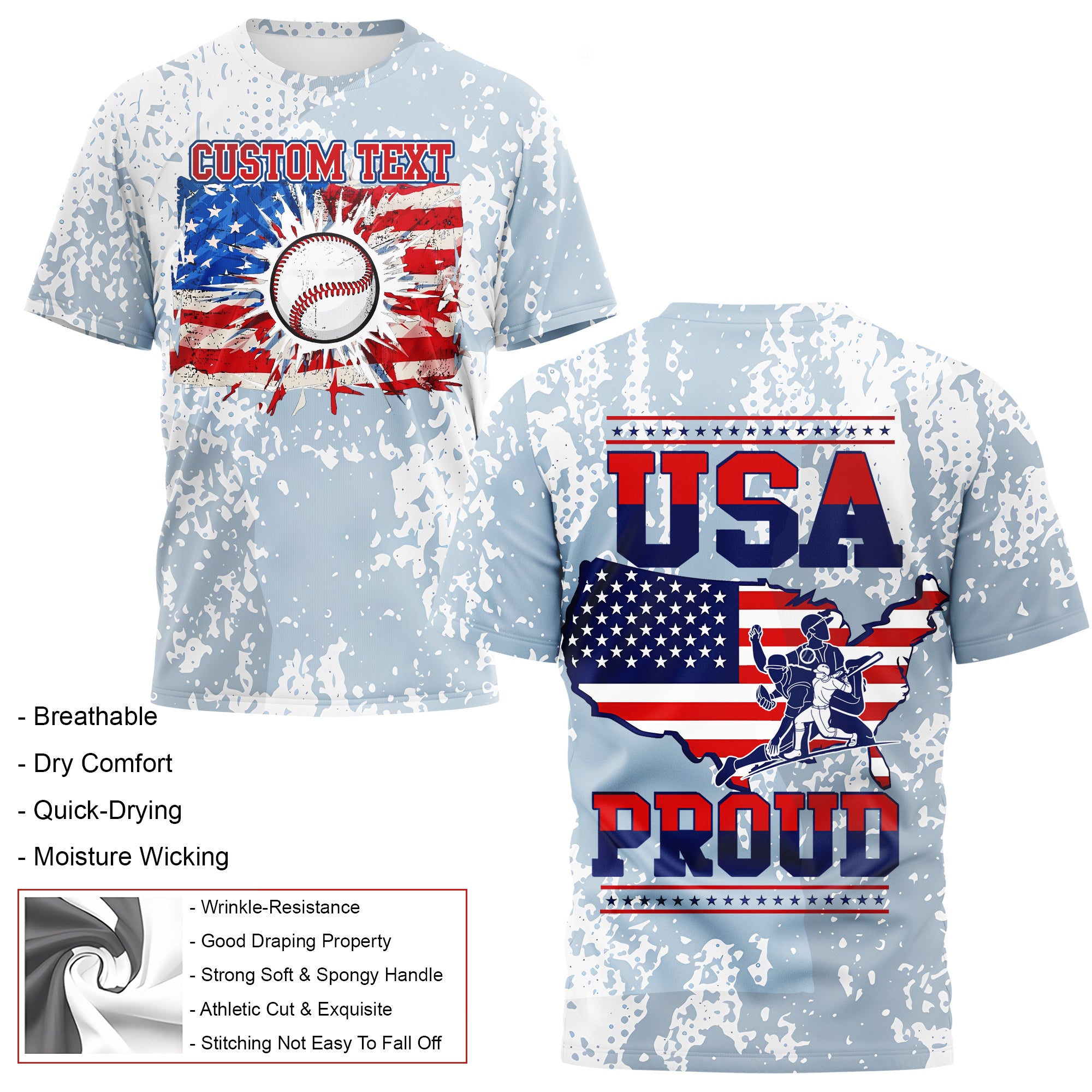 USA PROUD All Over Print Fourth Of July T-Shirt