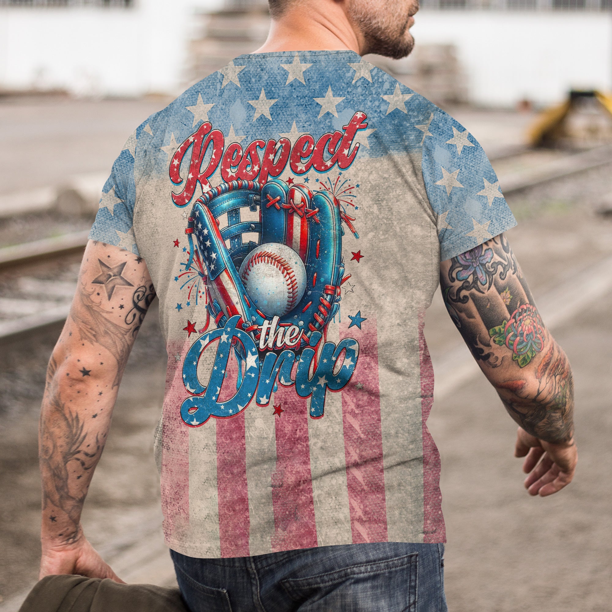 Respect The Drip All Over Print Fourth Of July T-Shirt