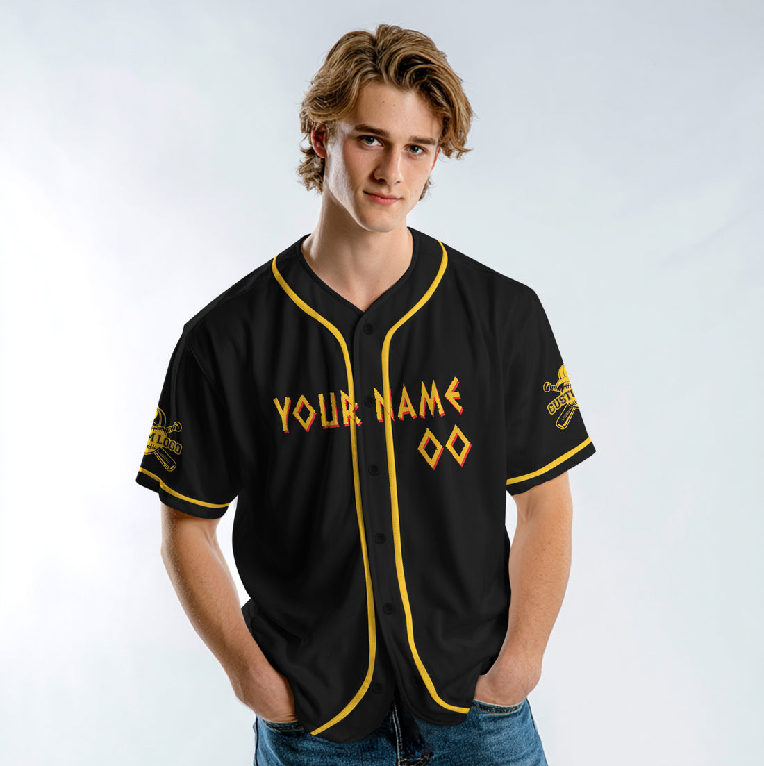No Retreat No Surrender - Custom Black and Gold Baseball Jersey