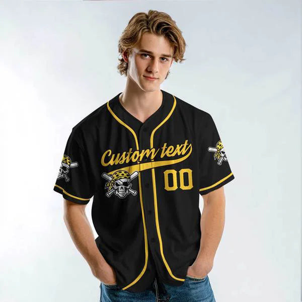 Custom Black Yellow Baseball Custom Name, Custom Number Jersey