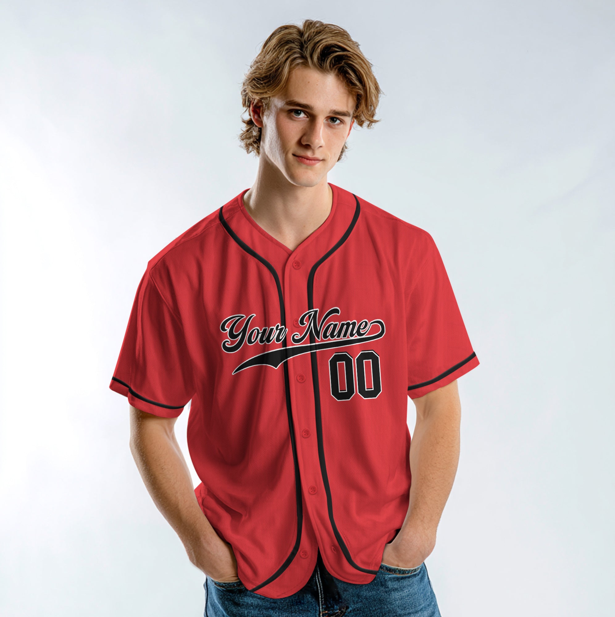 There's No Crying In This Game - Custom Red Black Baseball Jersey