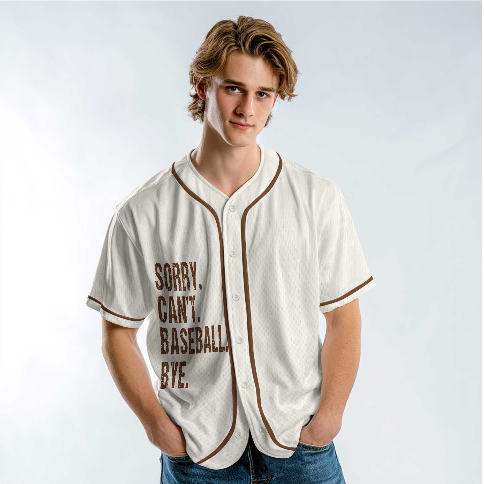 Sorry Can't Baseball Bye - Custom Name Custom Number Baseball Jersey -  Funny Baseball Jersey, Baseball Life Jersey