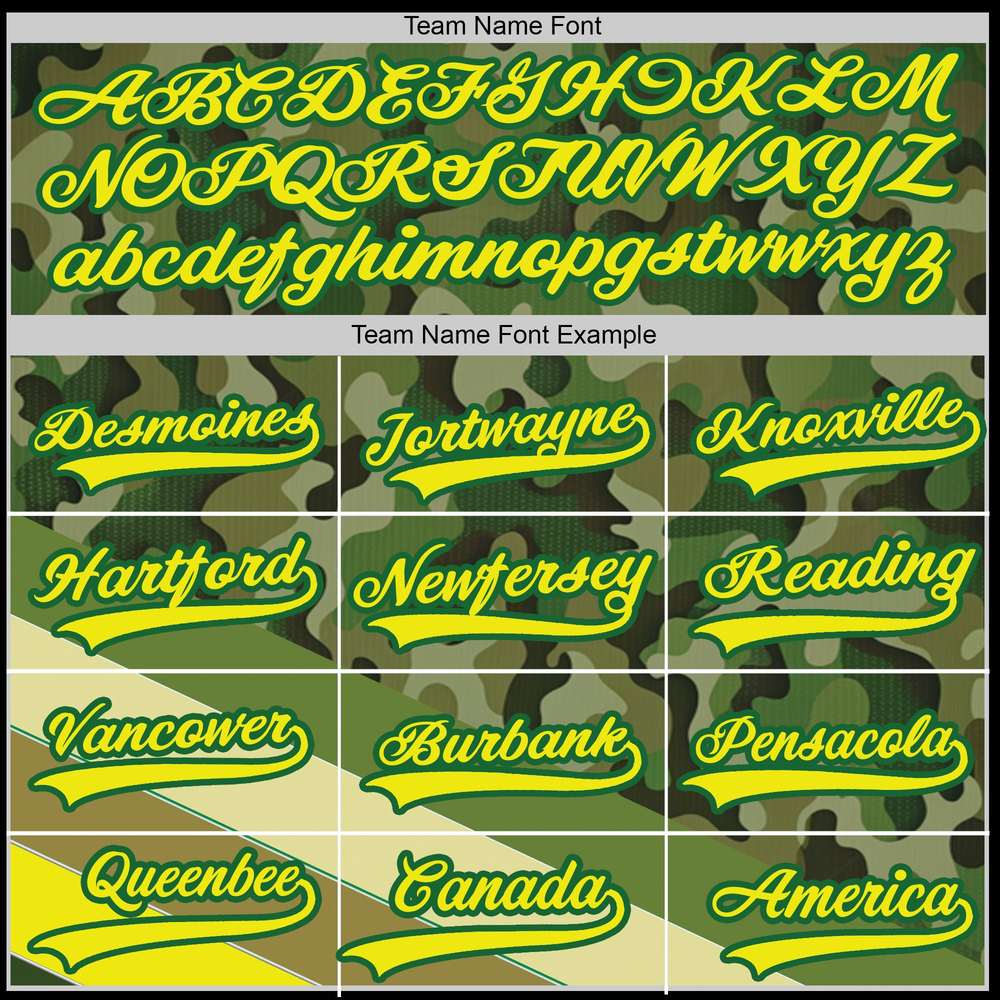 Custom Camo Baseball Jersey with Green-Yellow Stripe Accents