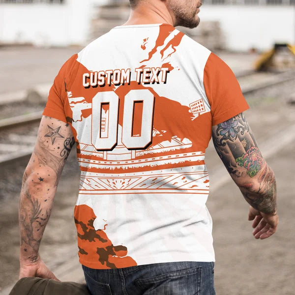 White And Orange Custom Baseball T-Shirts For Men, Baseball Shirt - All Over Print