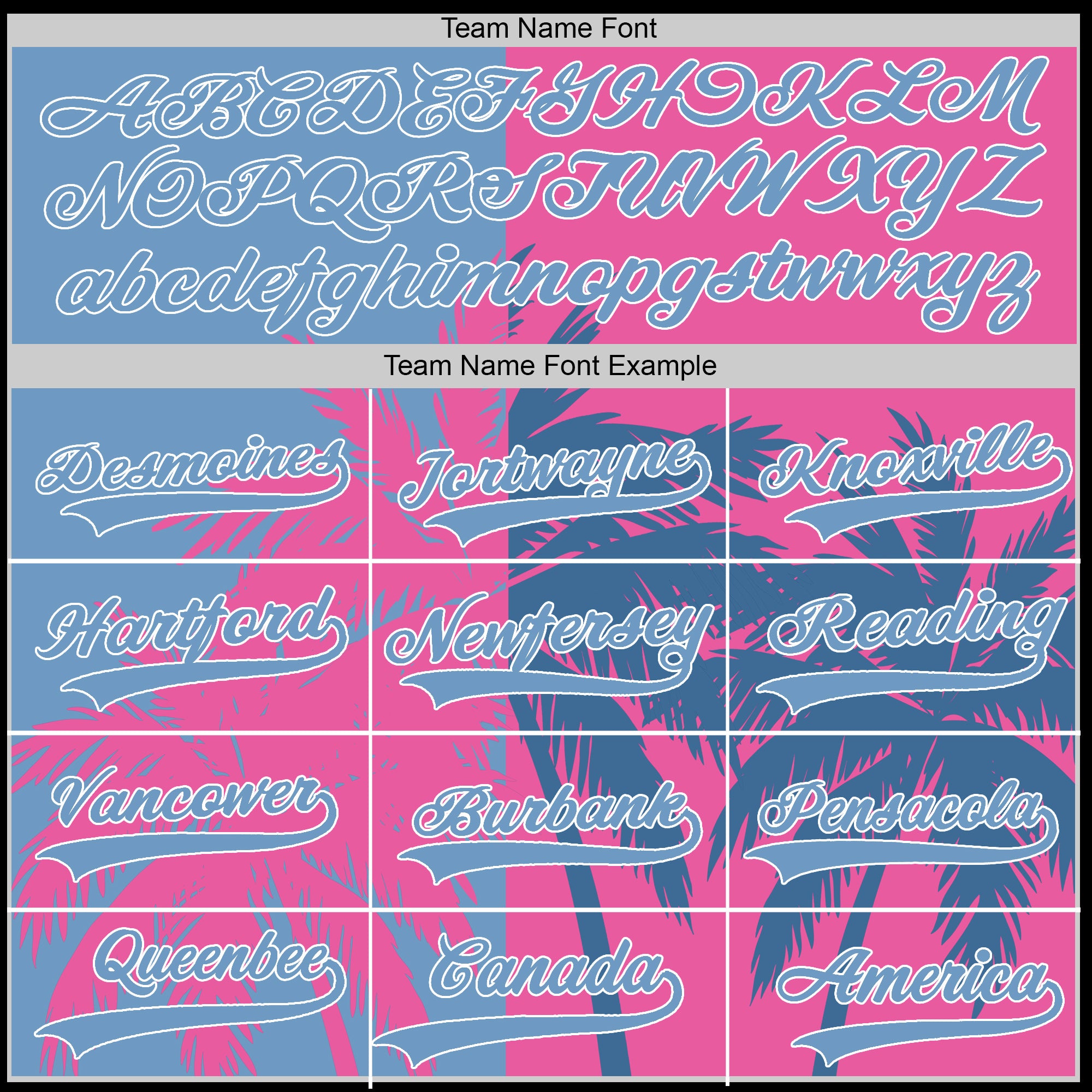 Custom Baseball Jersey - Miami Palm Blue Pink Split