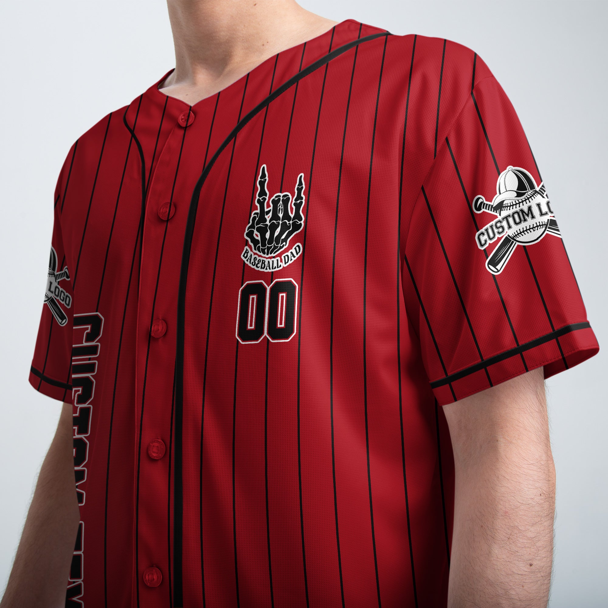 FATHERHOOD - Some Days I Rock It, Some Days It Rocks Me, Either Way We're Rockin - Custom Red Black Baseball Jersey
