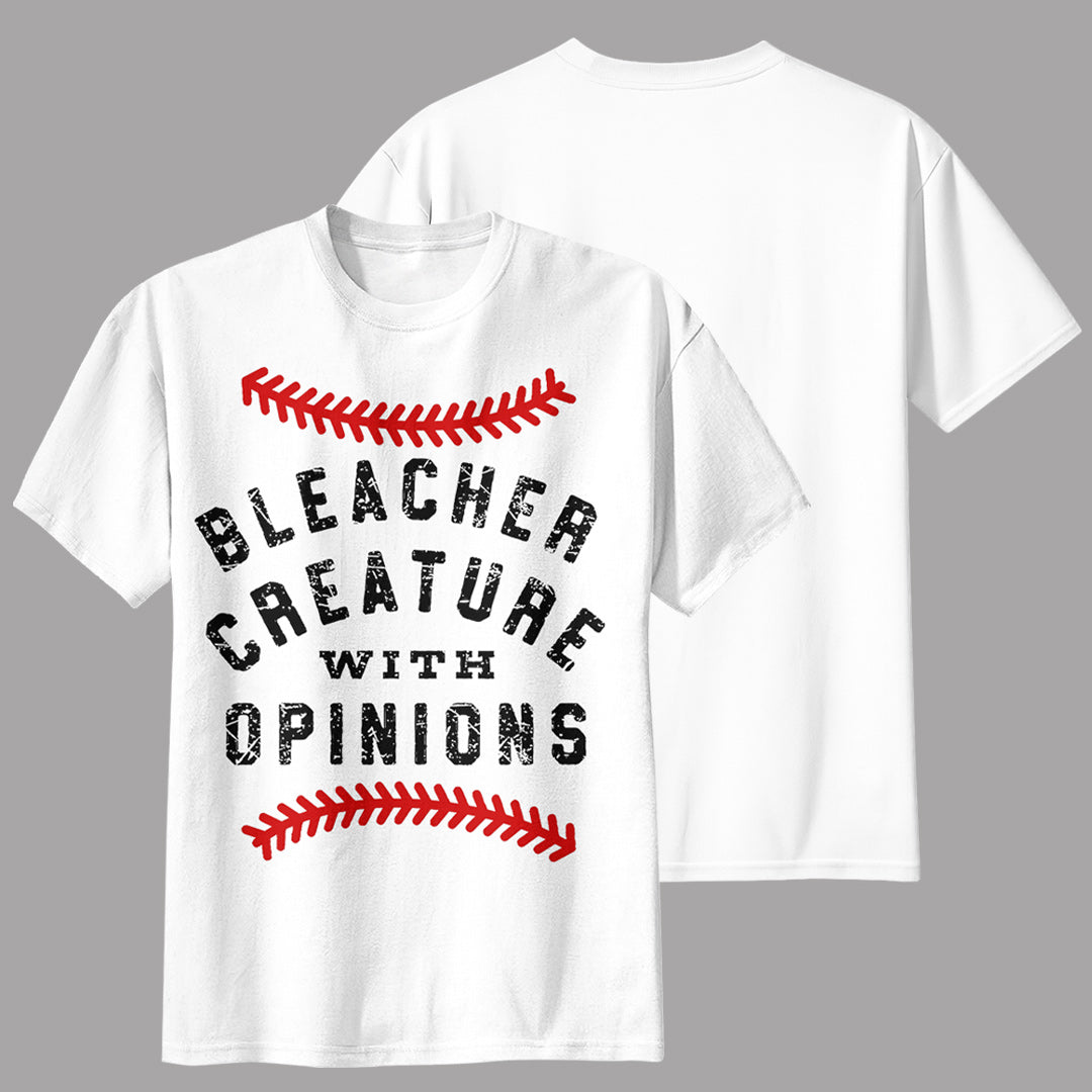 Baseball Mom Bleacher Creature with Opinions - White and Maroon Baseball T-Shirt