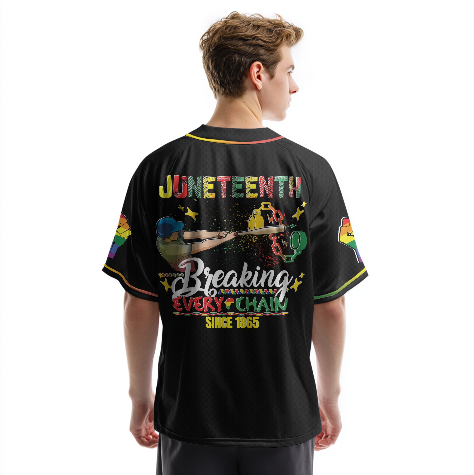 Custom Juneteenth Baseball Jersey - Juneteenth Breaking Every Chain