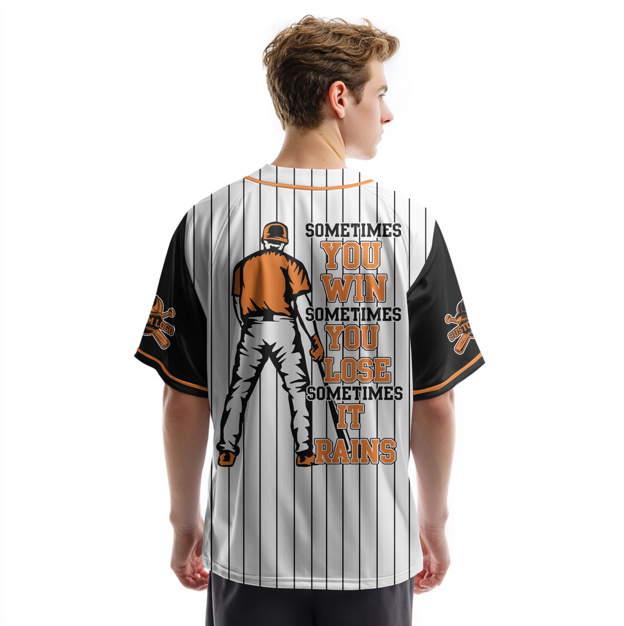 Custom White Black Raglan Baseball Jersey - You Can Win You Can Lose