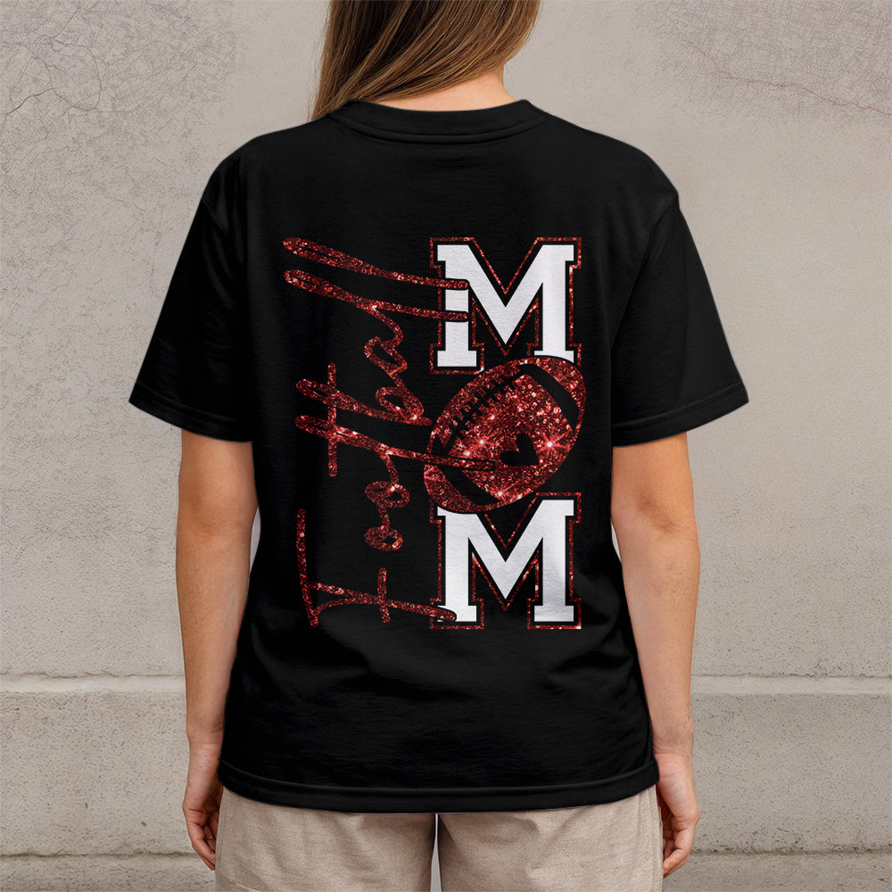 Glitter Football Mom - Black and White Tshirt for Football Season