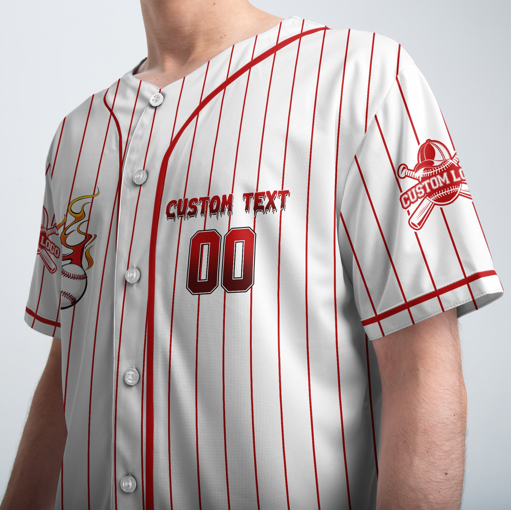Custom Red Striped Baseball Jersey - Go Grab Your Balls