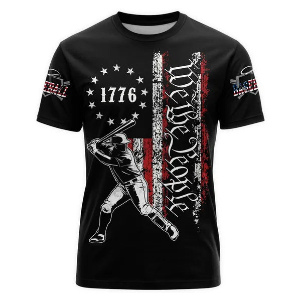 American Flag - We The People -1776 - Baseball Lover Shirt - American Men's Baseball T-Shirt