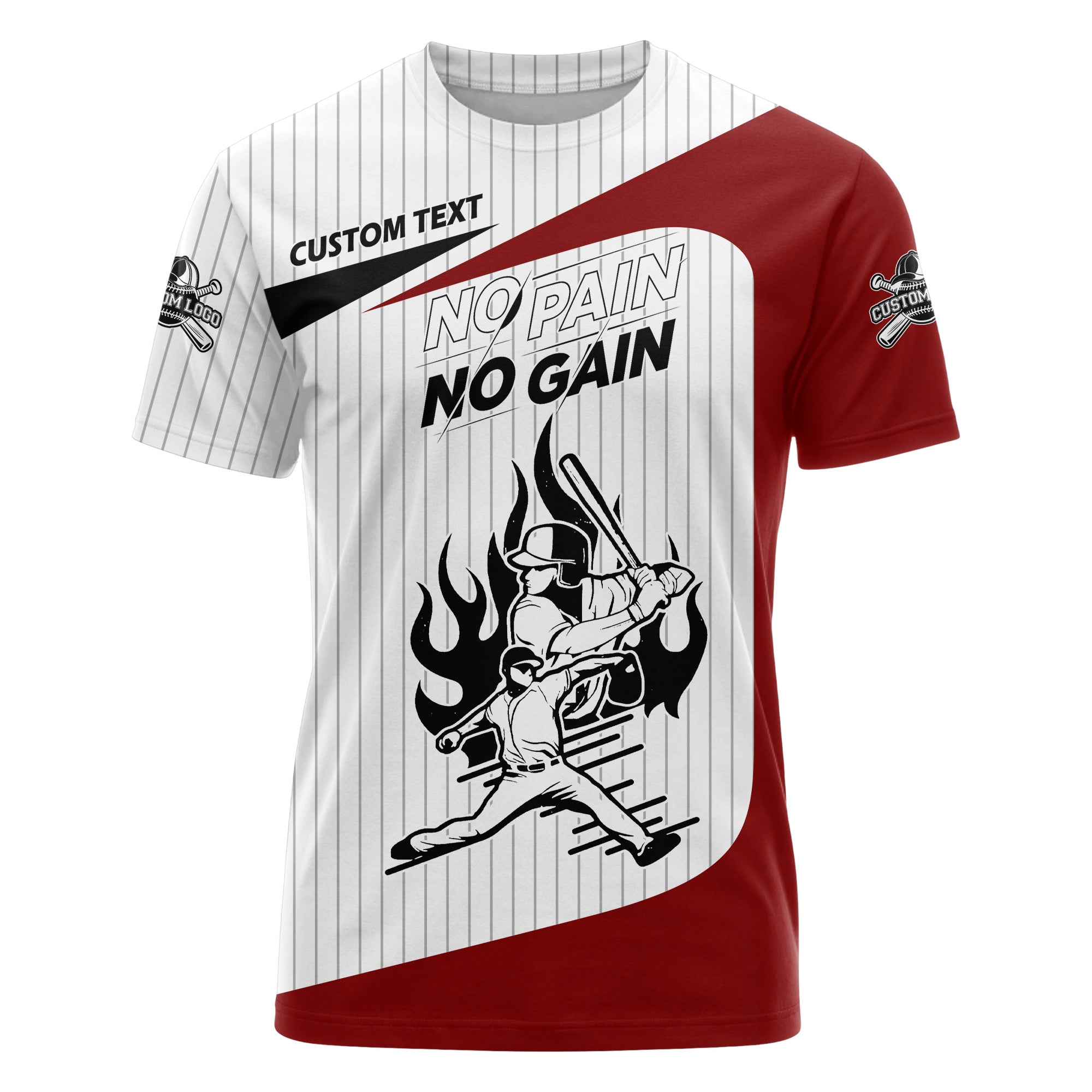 No Pain No Gain Custom All Over Print Baseball T-Shirt