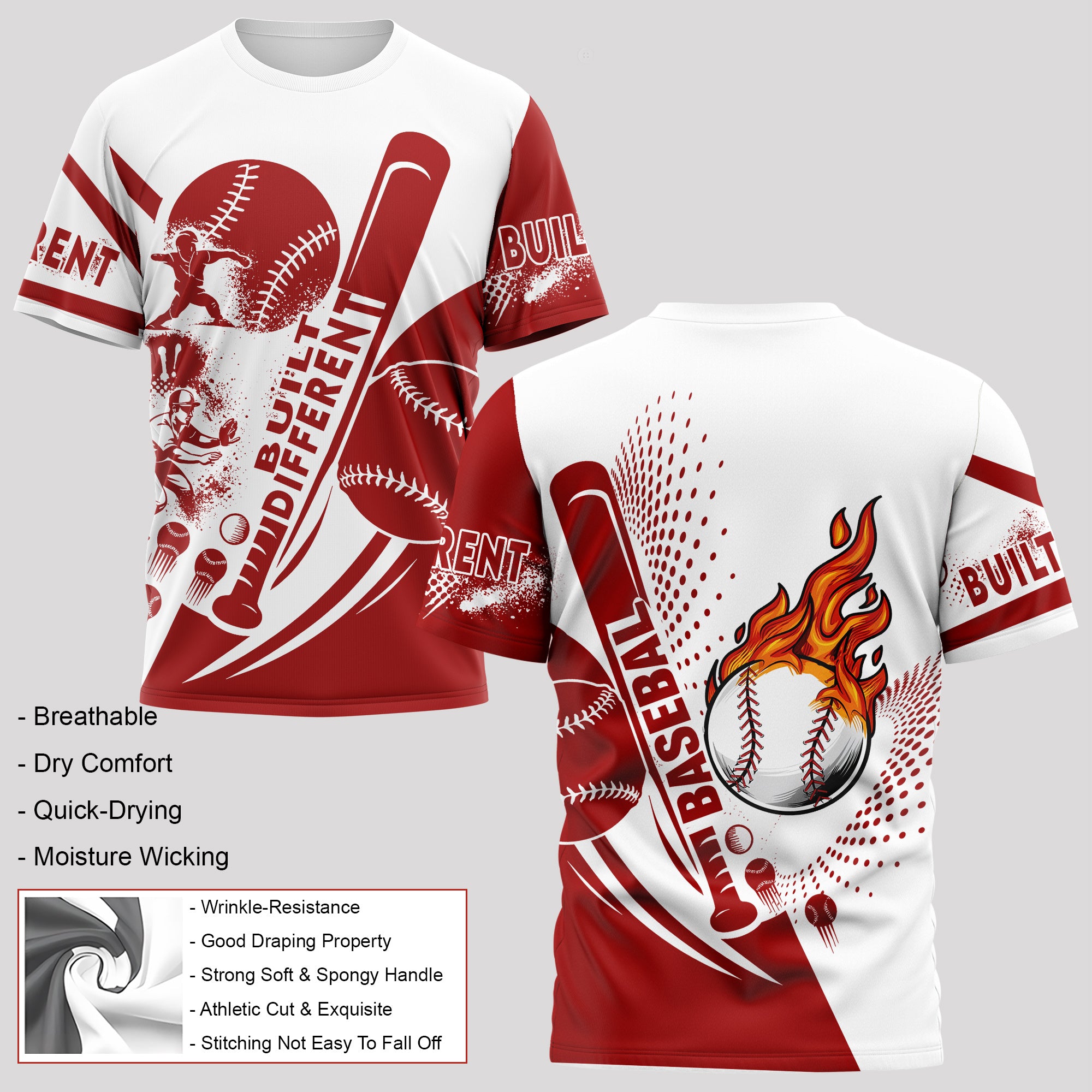 Built Different All Over Print Baseball T-Shirt