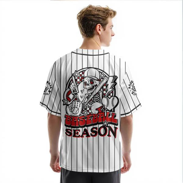 Custom Baseball Season Jersey - Custom name, number - Baseball Lover - Custom White Black Pinstripe
