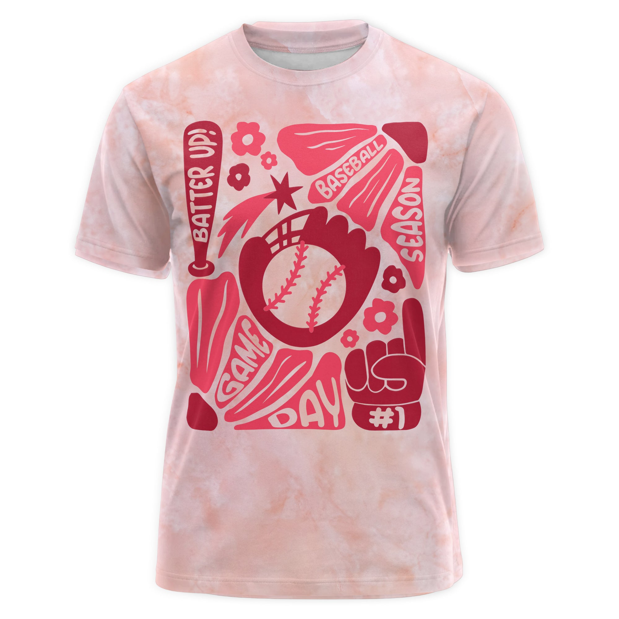 Pink Baseball Season Custom All Over Print Baseball T-Shirt