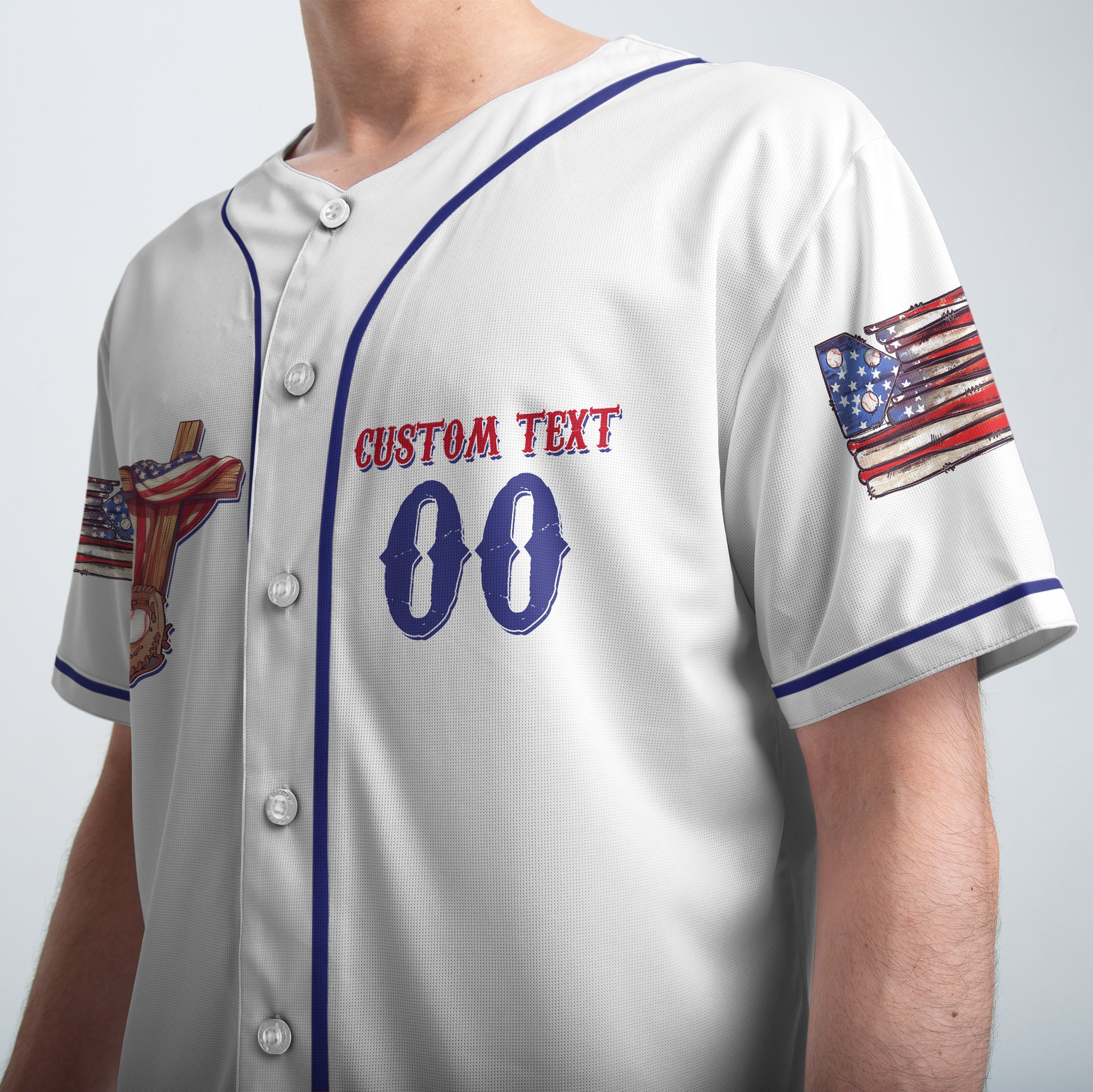 God Bless America And Baseball - Custom 4th of July Baseball Jersey