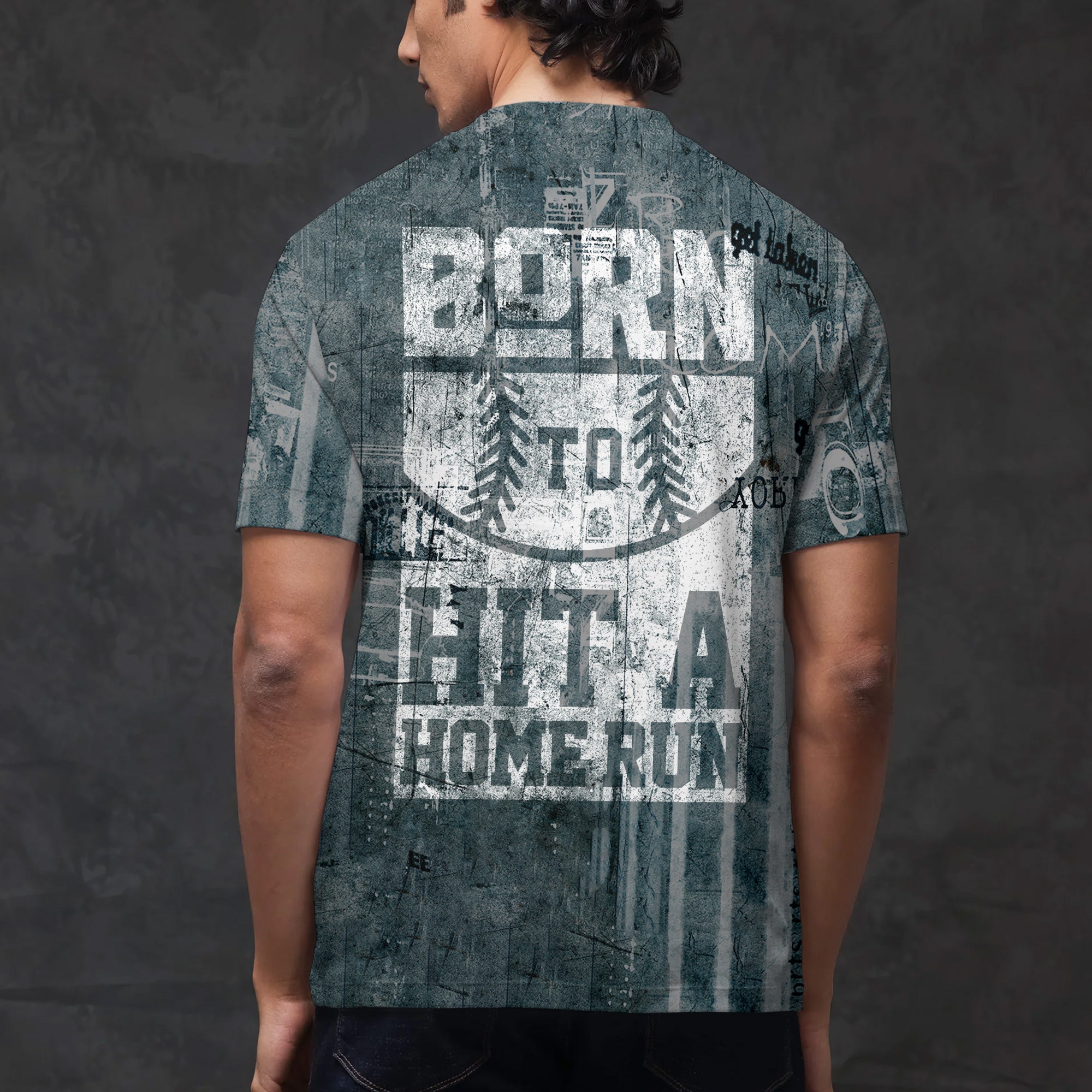 Born To Hit A Home Run All Over Print T-Shirt