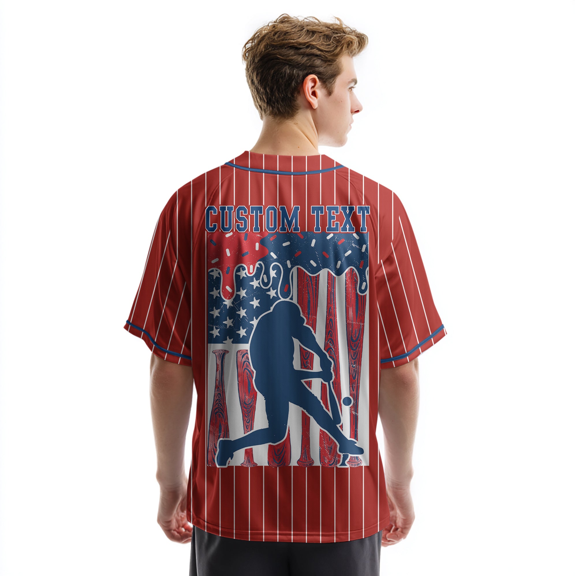 Made In America - Custom Fourth Of July Red Baseball Jersey