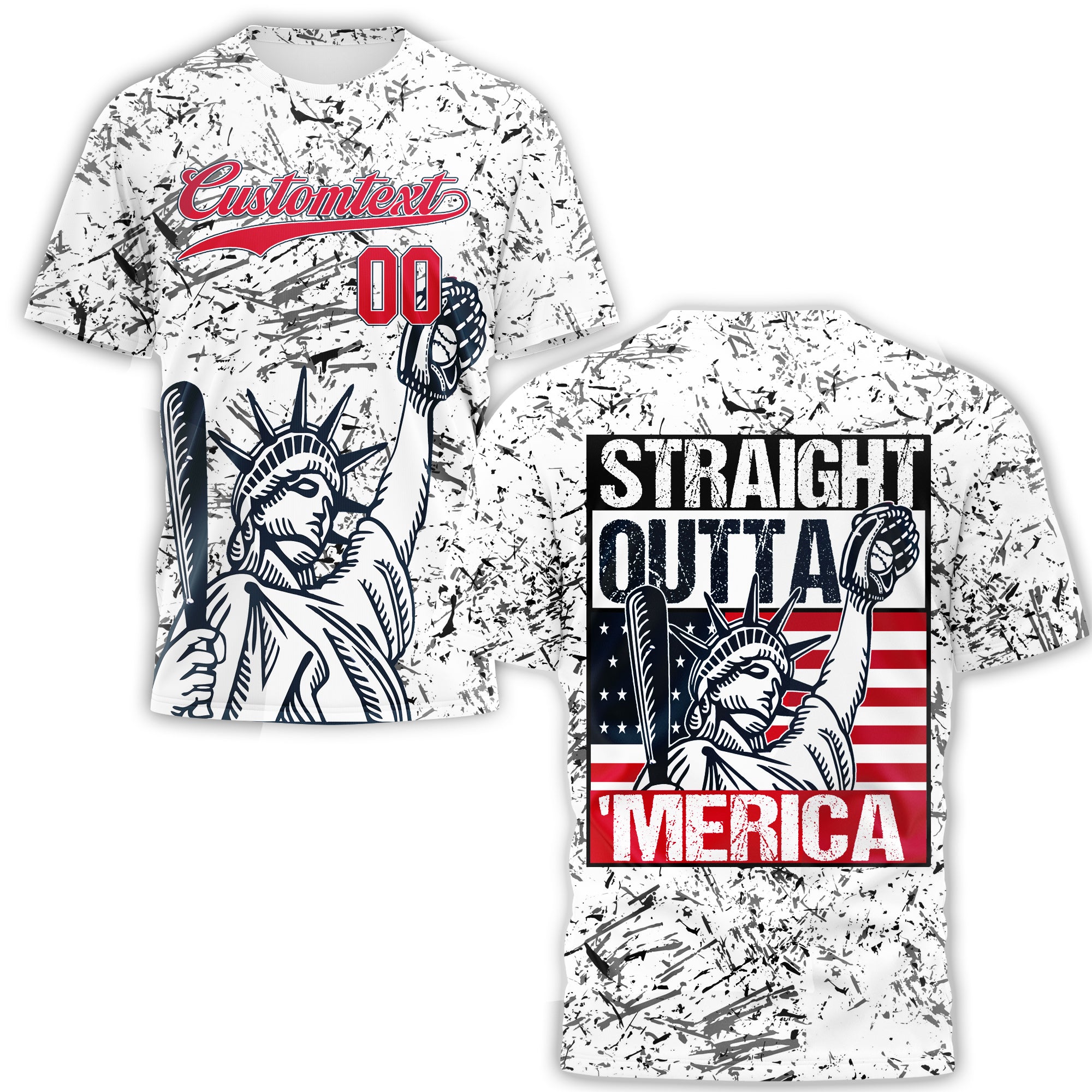 Straight Outta America Custom All Over Print Fourth Of July T-Shirt