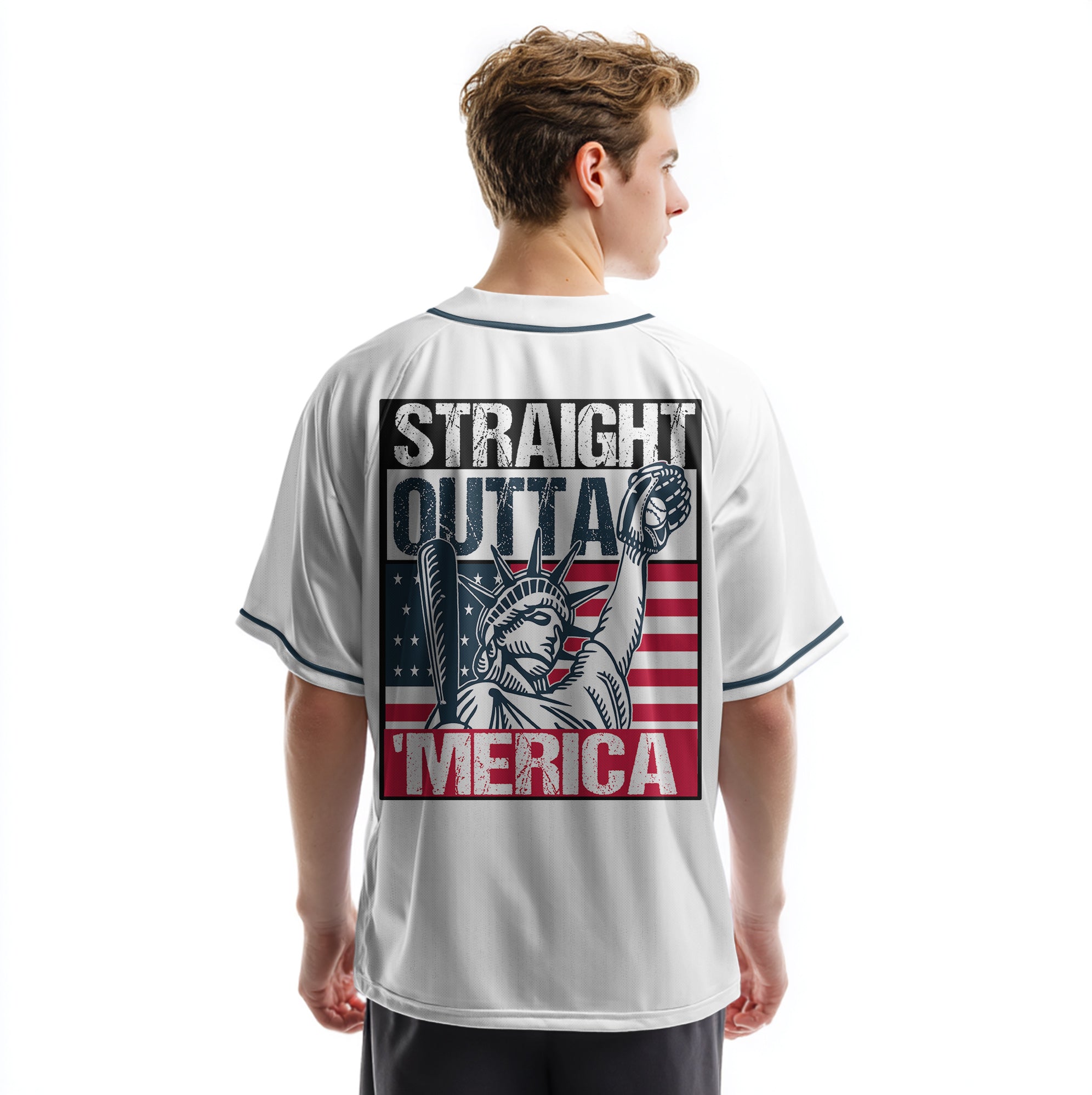 Straight Outta America - Custom Fourth Of July Baseball Jersey