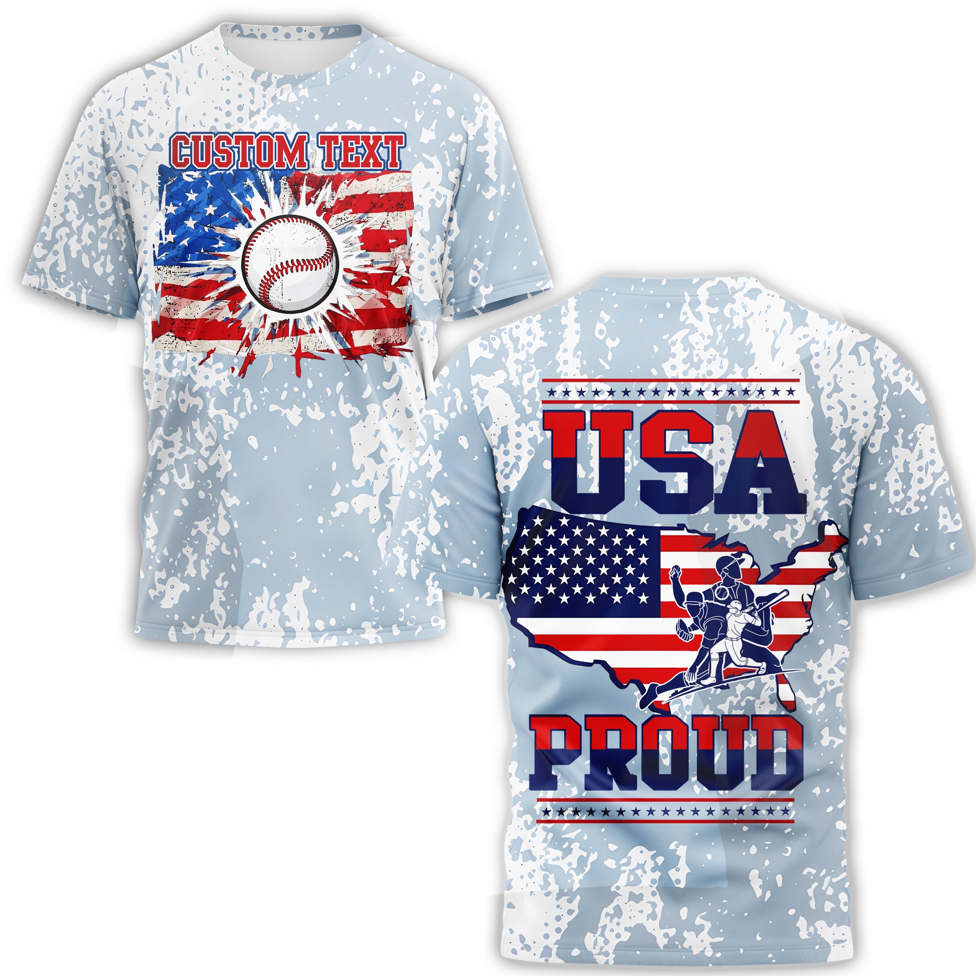 USA PROUD All Over Print Fourth Of July T-Shirt