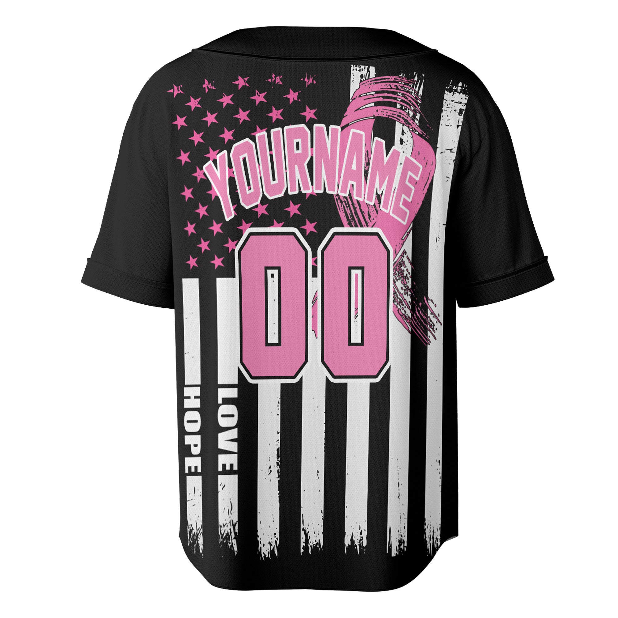 Custom Baseball Jersey - Black Flag Breast Cancer Awareness