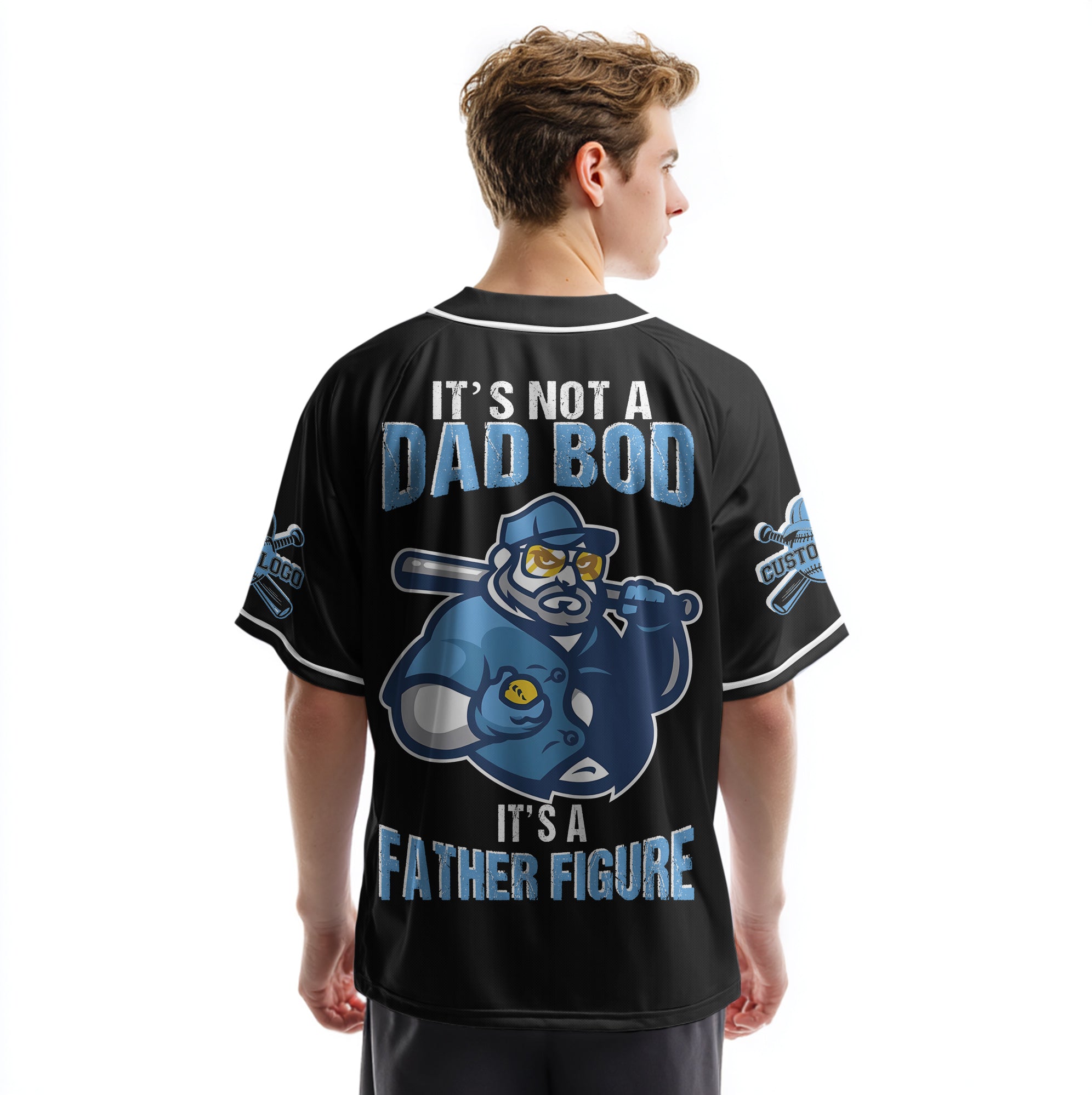 It's Not A Dad Bod It's A Father Figure - Custom Black Baseball Jersey