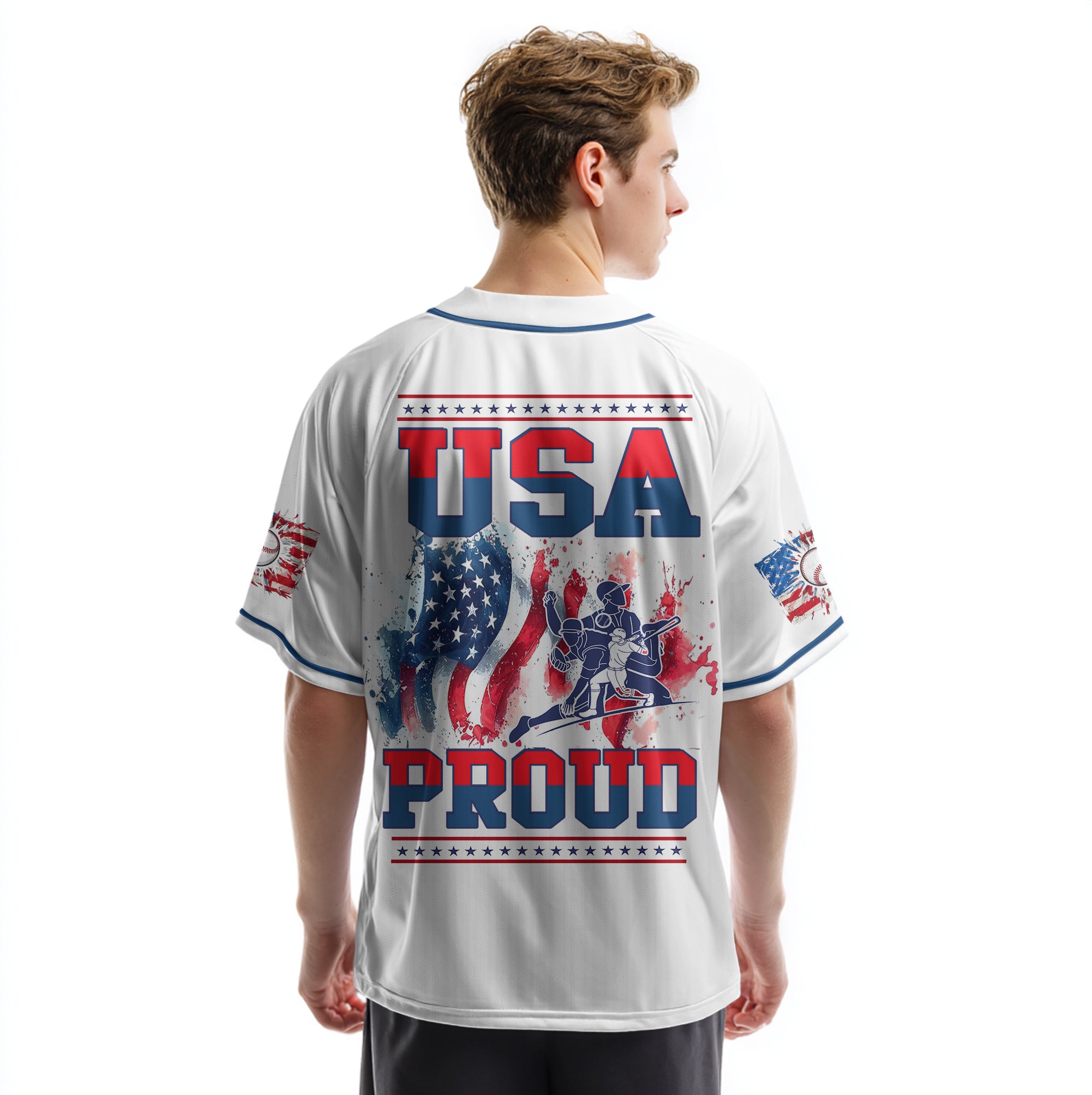 USA PROUD - Custom Fourth Of July Baseball Jersey