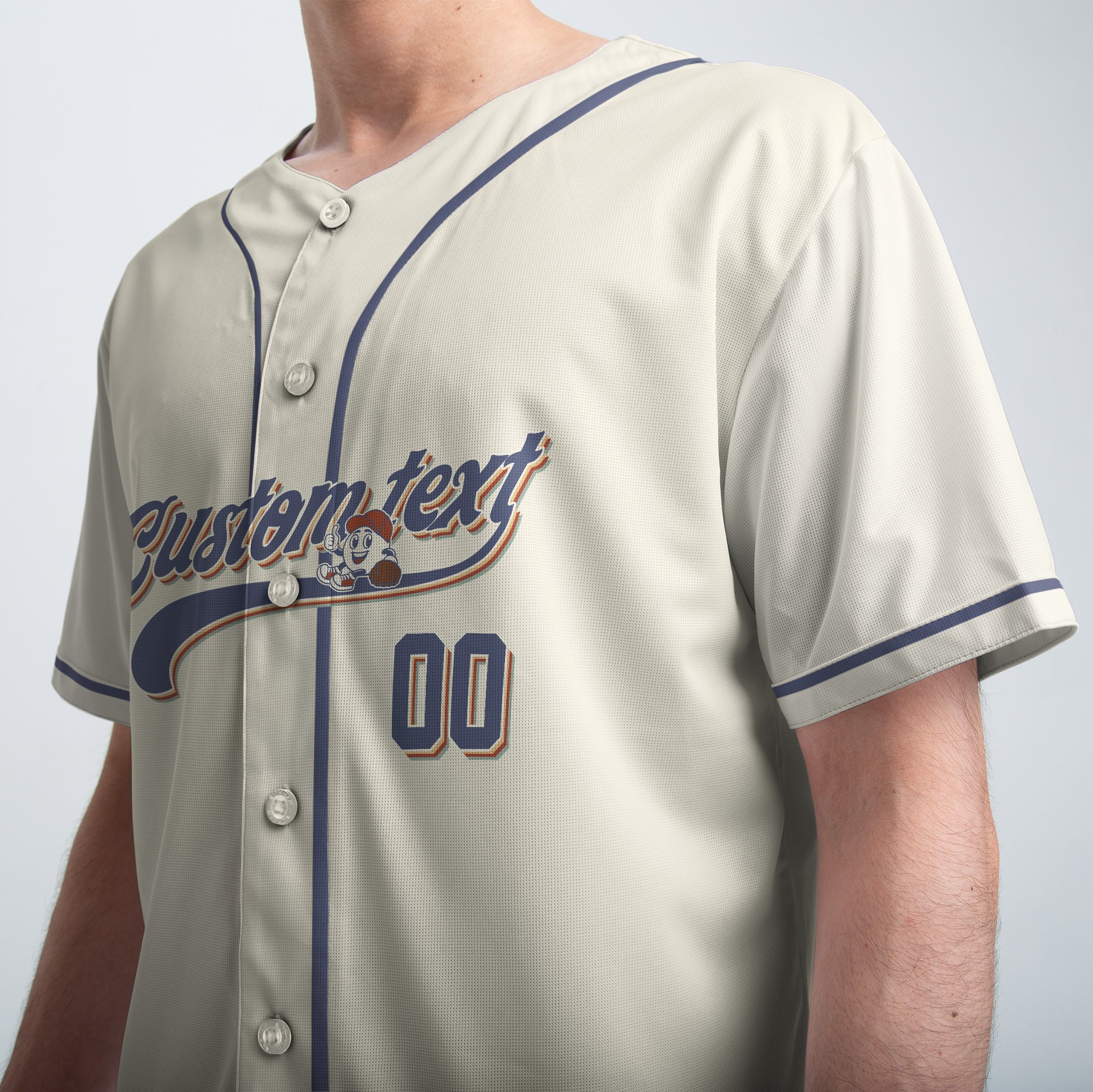 Hey Batter Batter Swing - Custom Cream Navy Baseball Jersey