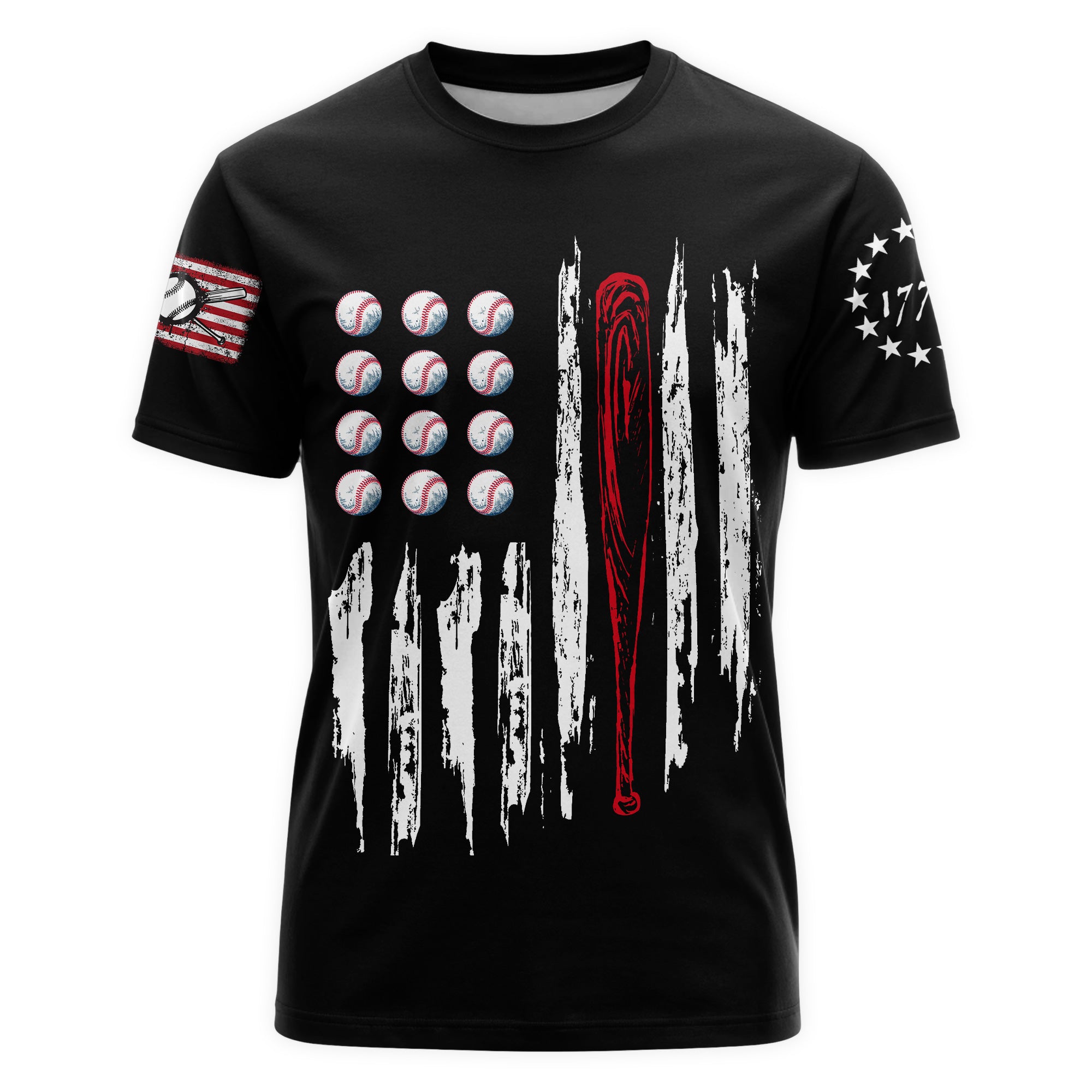 Custom Baseball Lover Shirts - USA Flag 4th July American Red White Blue Star Stripes