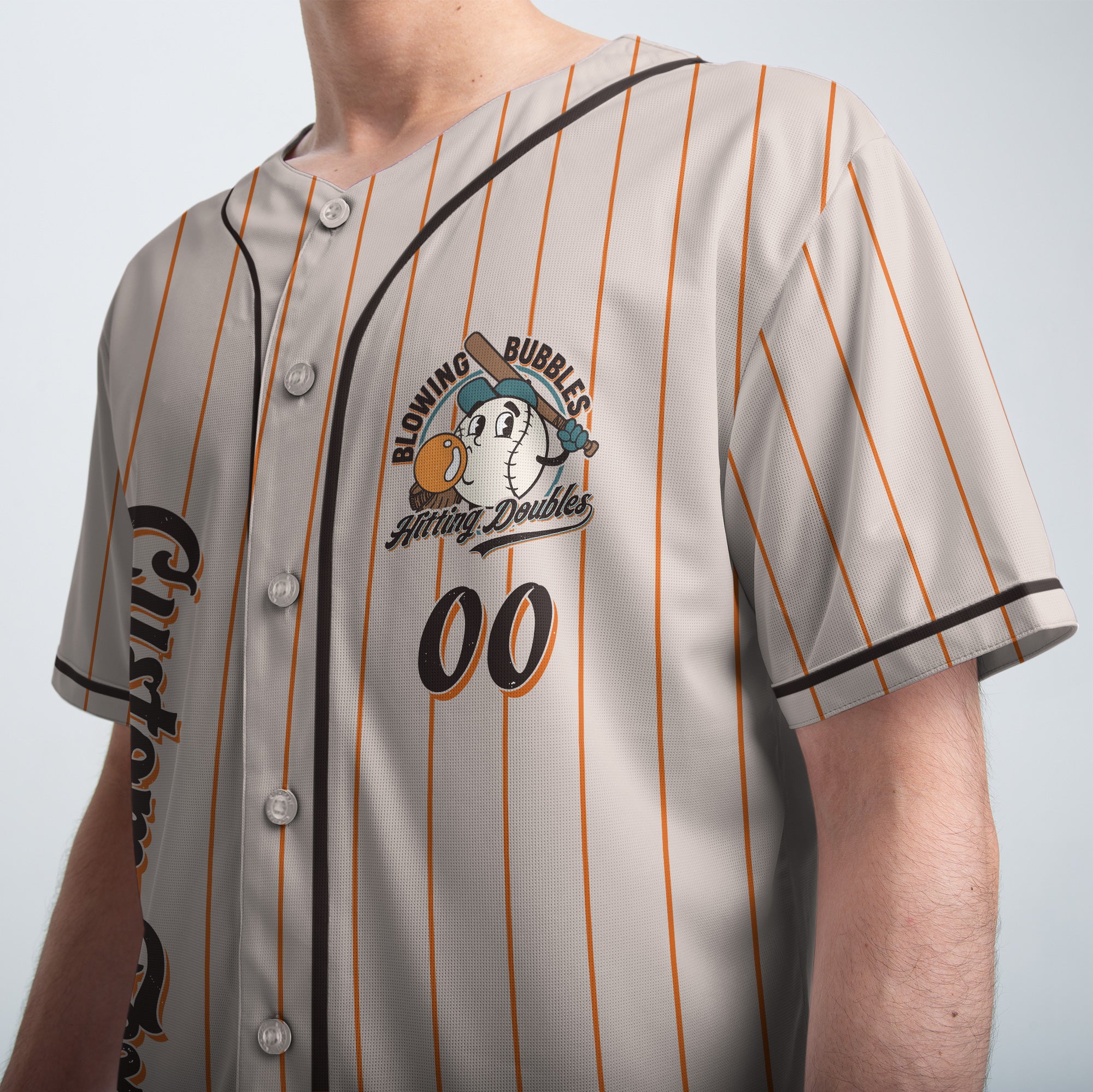 Blowing Bubbles Hitting Doubles - Custom Orange Stripes Baseball Jersey