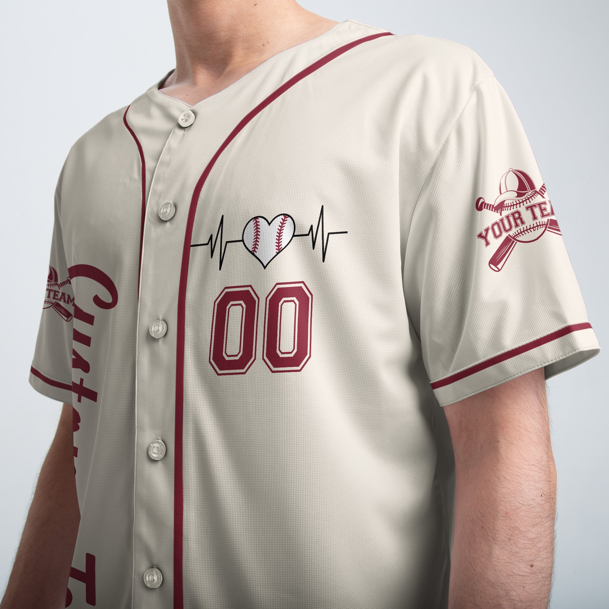No Place Like Home - Custom Cream Red Baseball Jersey