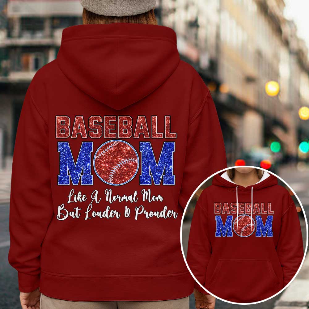 Baseball Mom Louder and Prouder - All Over Print Baseball Hoodie