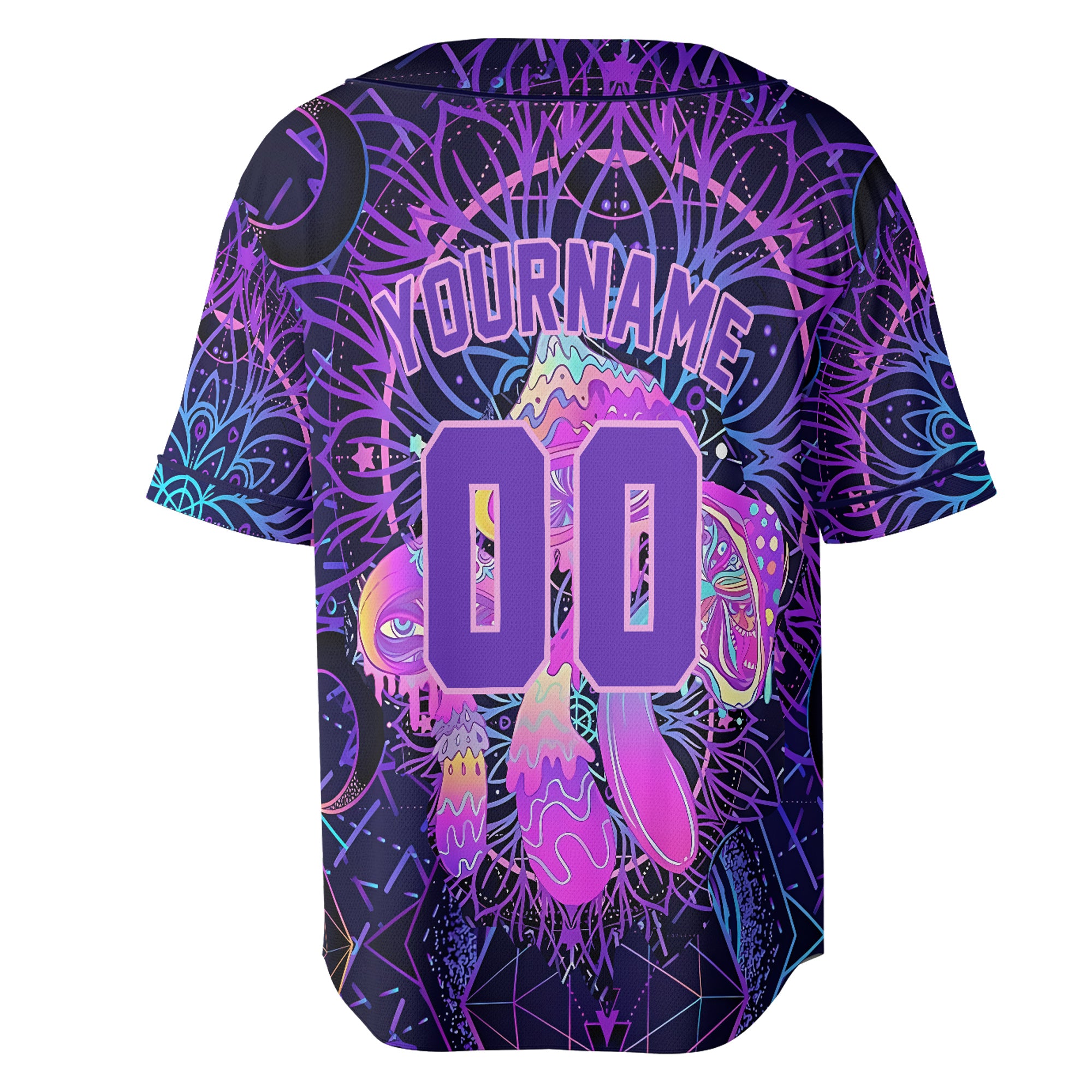 Custom Baseball Jersey – Psychedelic Purple Mandala Background