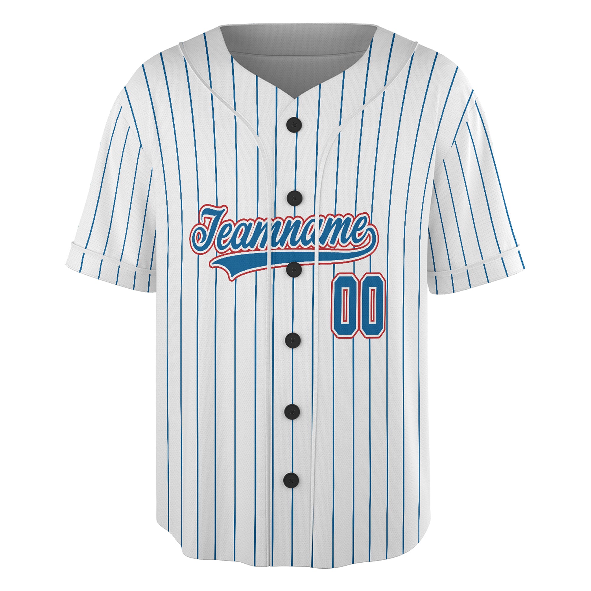Pinstripe Heat – Custom Name & Logo Jersey with Bold Blue-Red Flair